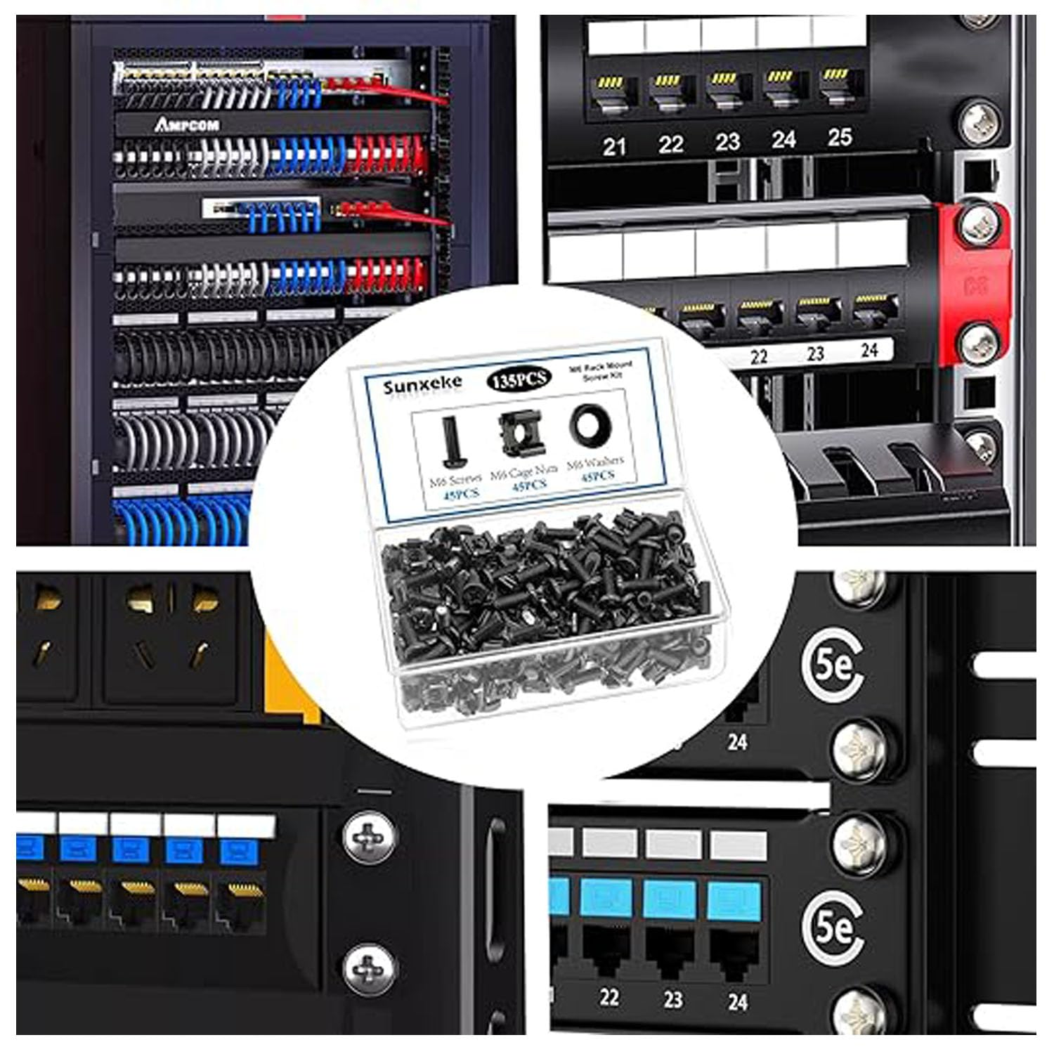 Shengsenfu 100Pcs/200Pcs M5 M6 Cage Nuts Screws and Washers Set - Metric Square Hole Hardware for Server Racks, Cabinets & Shelves, Black Upgraded Box for Routers and Rack Mount Accessories image number 4