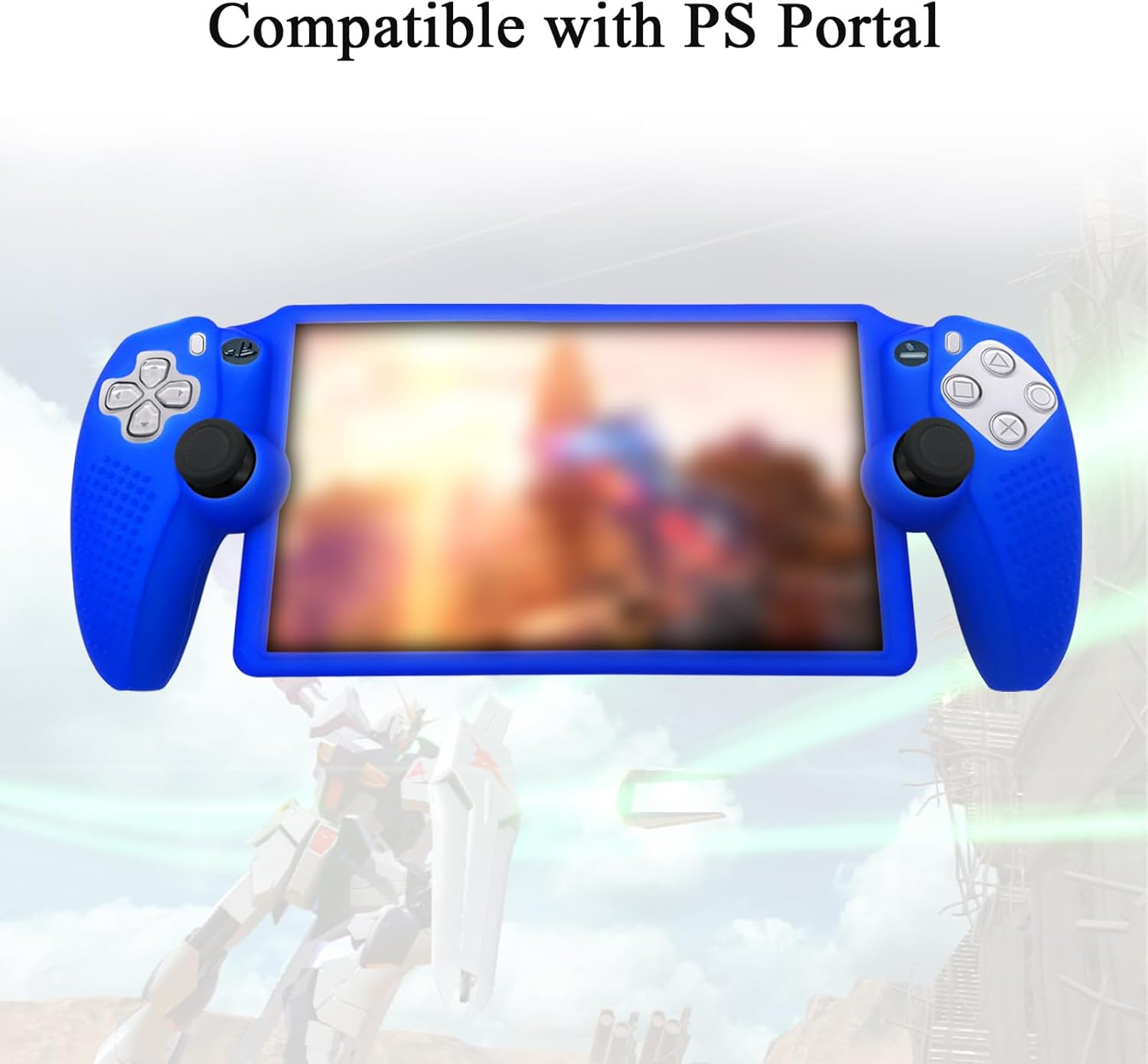 Silicone Protective Cover and Stick Caps Compatible with Playstation Portal, Anti-Slip Protector Case and 10 Thumb Grip Caps Accessories for PS Portal Remote Player(Blue) image number 5