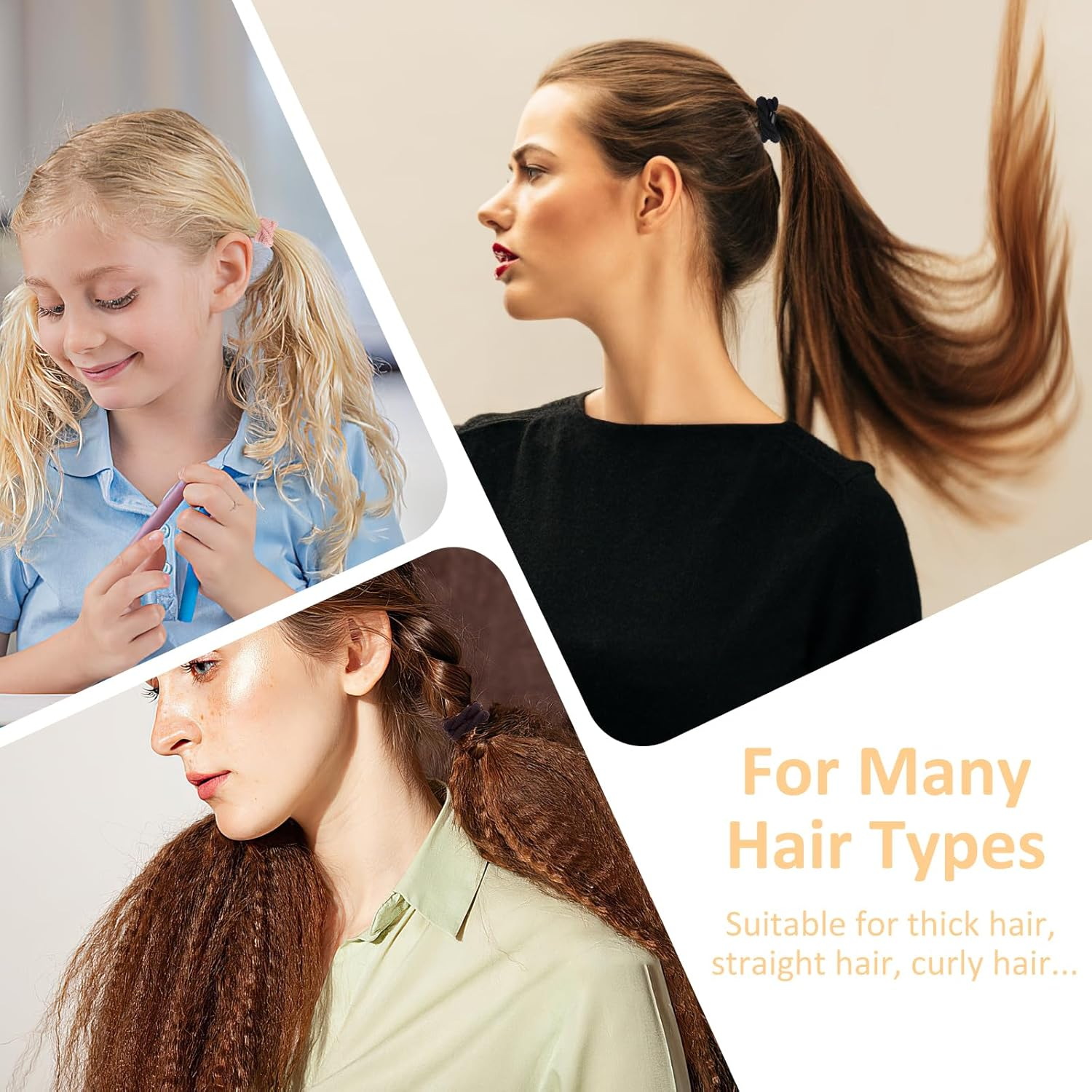 Women'S Hair Scrunchies, Pack of 15 Hair Bobbles, Elastic Braid Elastics, 5 Colours Braided Ponytail Holders for Women, Girls, Children, Thick and Curly Hair image number 6