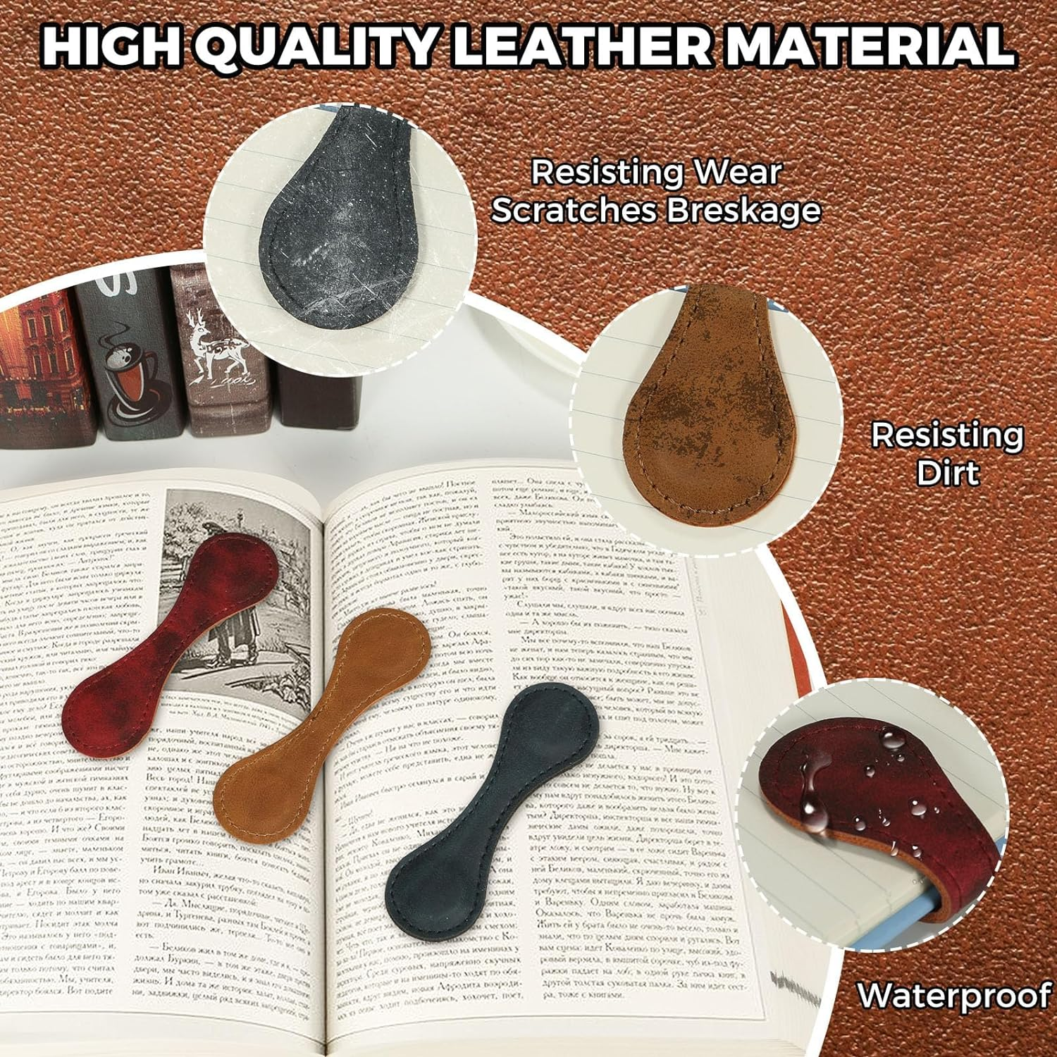 6Pcs Magnetic Leather Bookmarks - Personalized Vintage Handmade Bookmark Page Holder, Portable Magnetic Non-Slip Bookmarks, Practical Gifts for Family, Friends, Lovers and Students