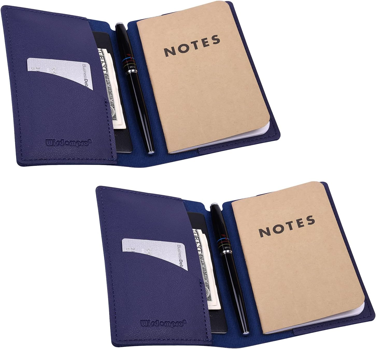 Journal Cover, 2 Pack Wisdompro PU Leather Notebook Cover for Field Notes, or Other 3.5" X 5.5" Pocket Notebooks - Black