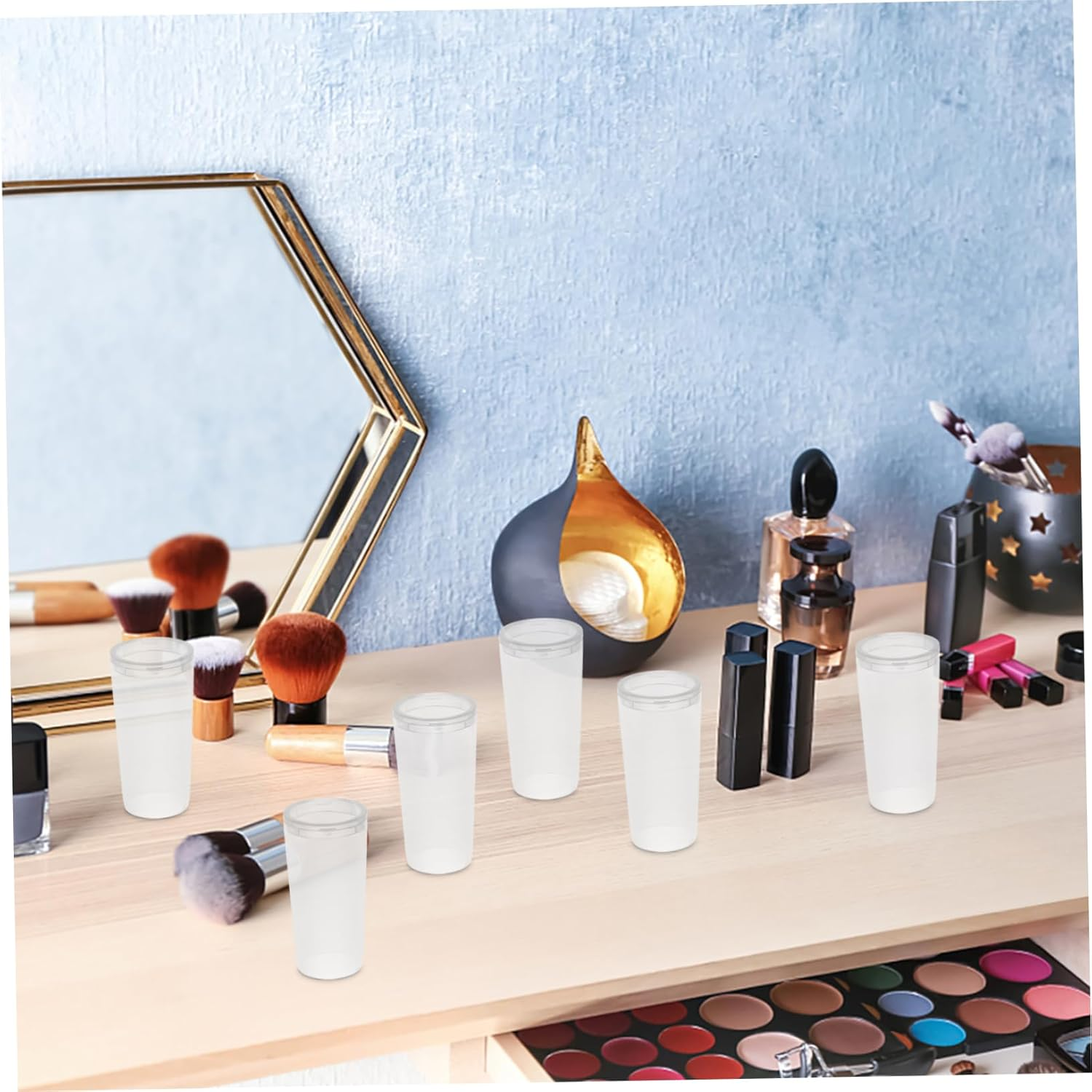 PACKOVE 10Pcs Transparent Makeup Brush Covers round Design Brush Protectors Versatile Holder for Cleanliness and Maintenance for Household and Art Tools image number 5