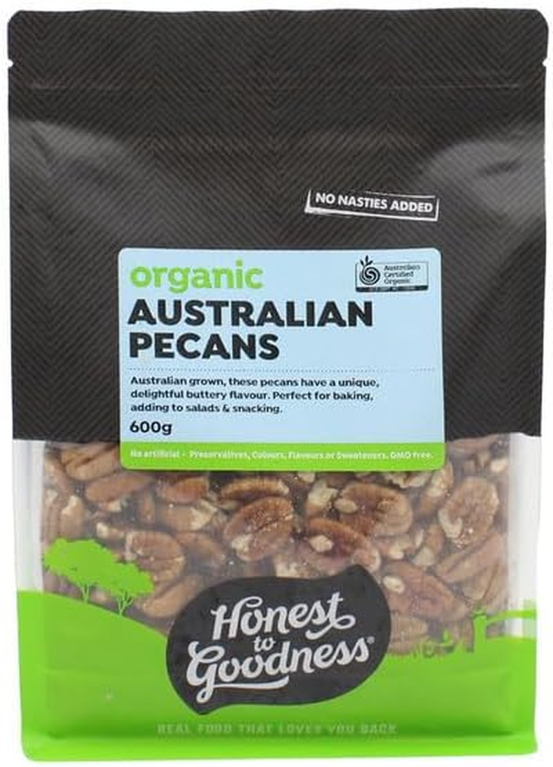 Honest to Goodness, Organic Australian Pecans, 600 Grams - Enjoy the Deliciously Rich, Buttery Flavour and Texture of These Aussie Grown Nuts! Desired in Sweet and Savory Recipes. image number 6