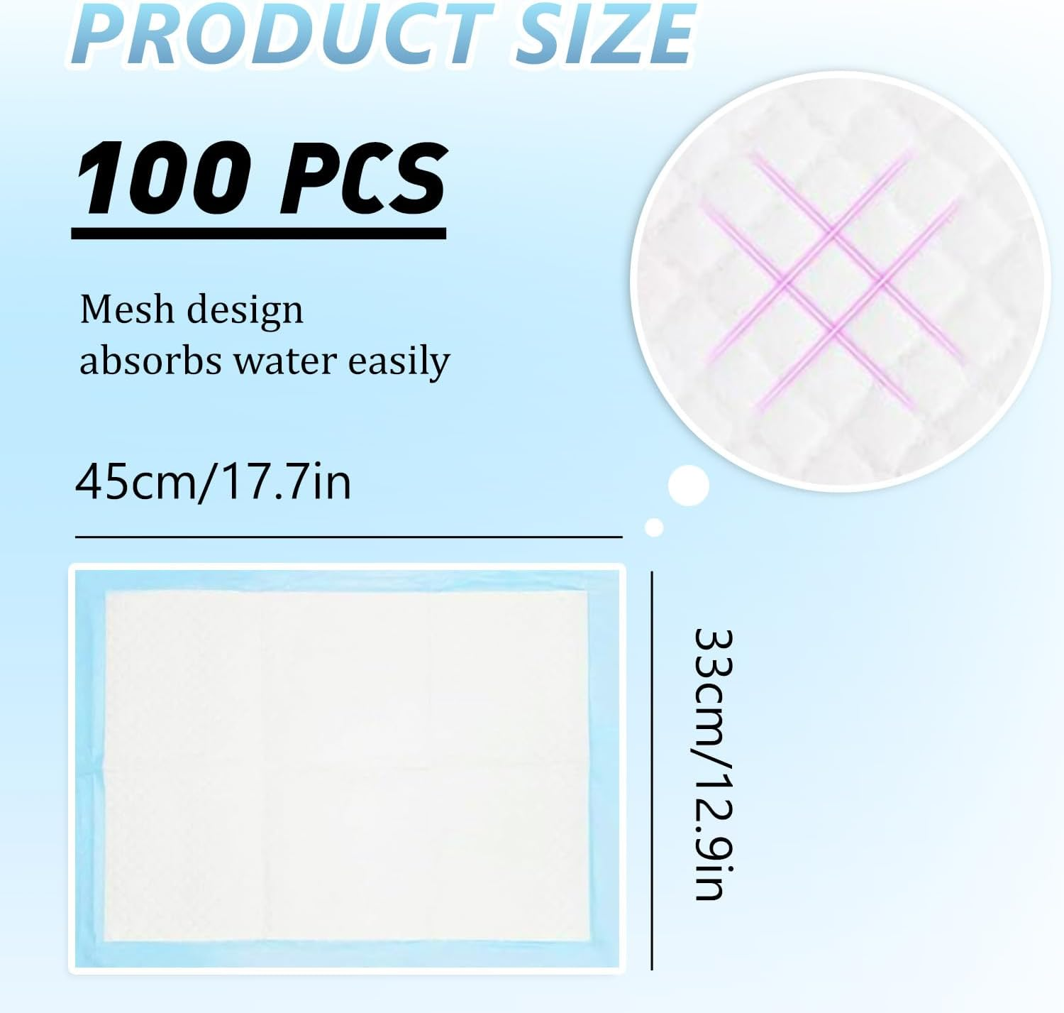 TORMEN Dogs Pee Pads 100 Pack 13" X 17.7" Disposable Ultra Absorbent Leak-Proof Pet Training Pads for Rabbits Guinea Pigs Hamsters Hedgehogs Cats image number 5