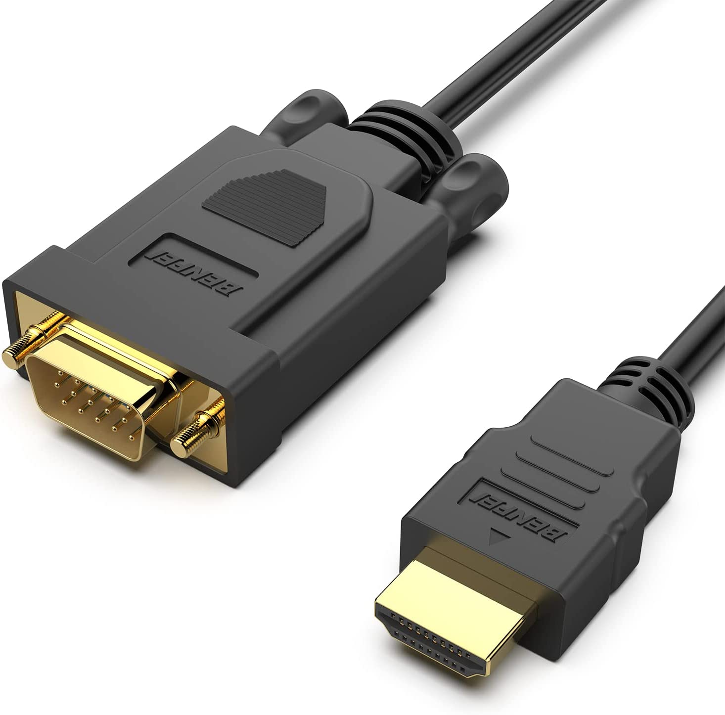 BENFEI HDMI to VGA 6 Feet Cable, Uni-Directional HDMI to VGA Cable (Male to Male) Compatible for Computer, Desktop, Laptop, PC, Monitor, Projector, HDTV, Raspberry Pi, Roku, Xbox and More