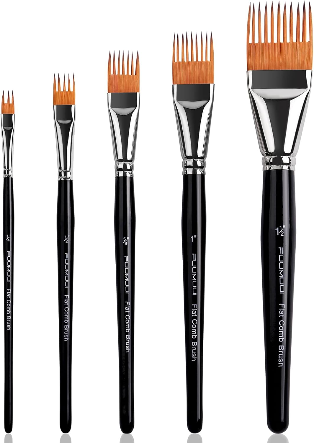 Grainer Brush Set&ndash;5Pcs Professional Flat Comb Brushes for Unique Texture Painting Perfect for Artists Acrylic, Watercolor and Oil image number 5