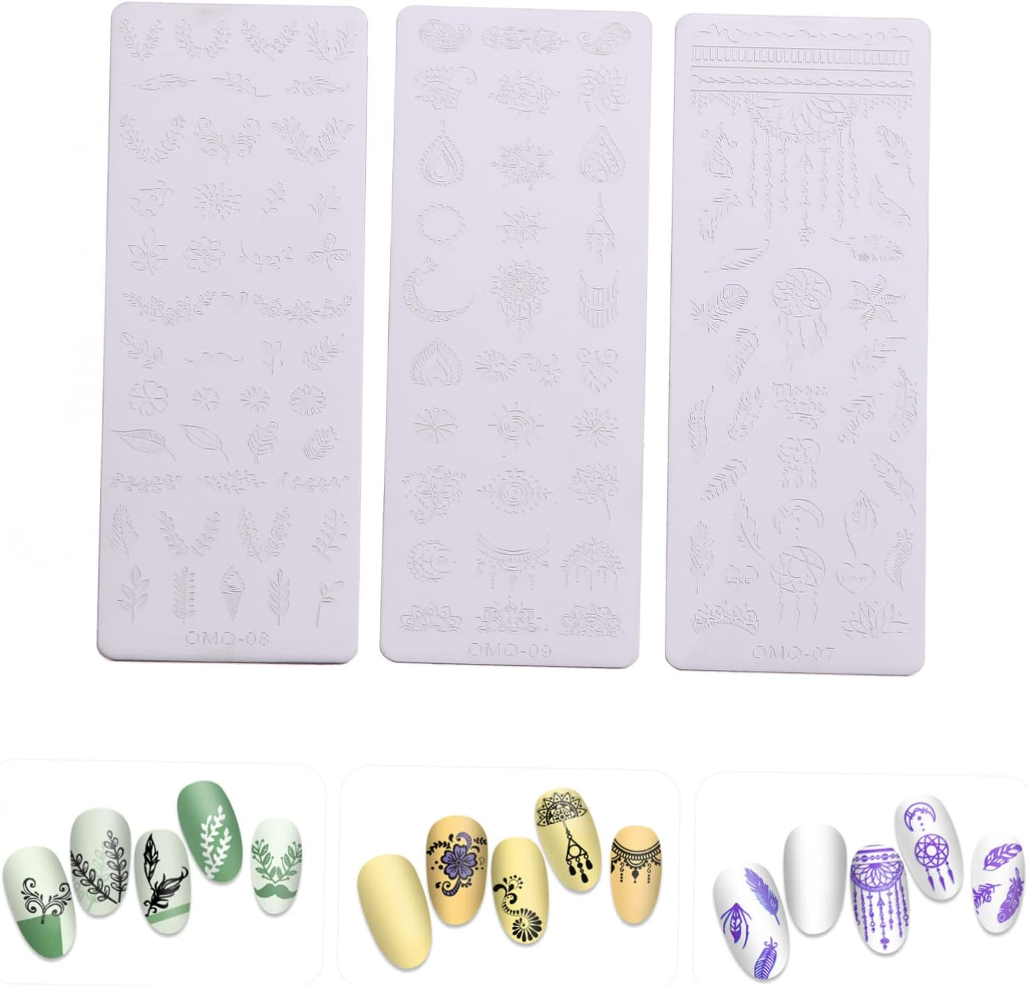 Vaguelly 3Pcs Nail Art Print Template Festival Nail Stencils for Manicure Winter Holiday Decor image number 3