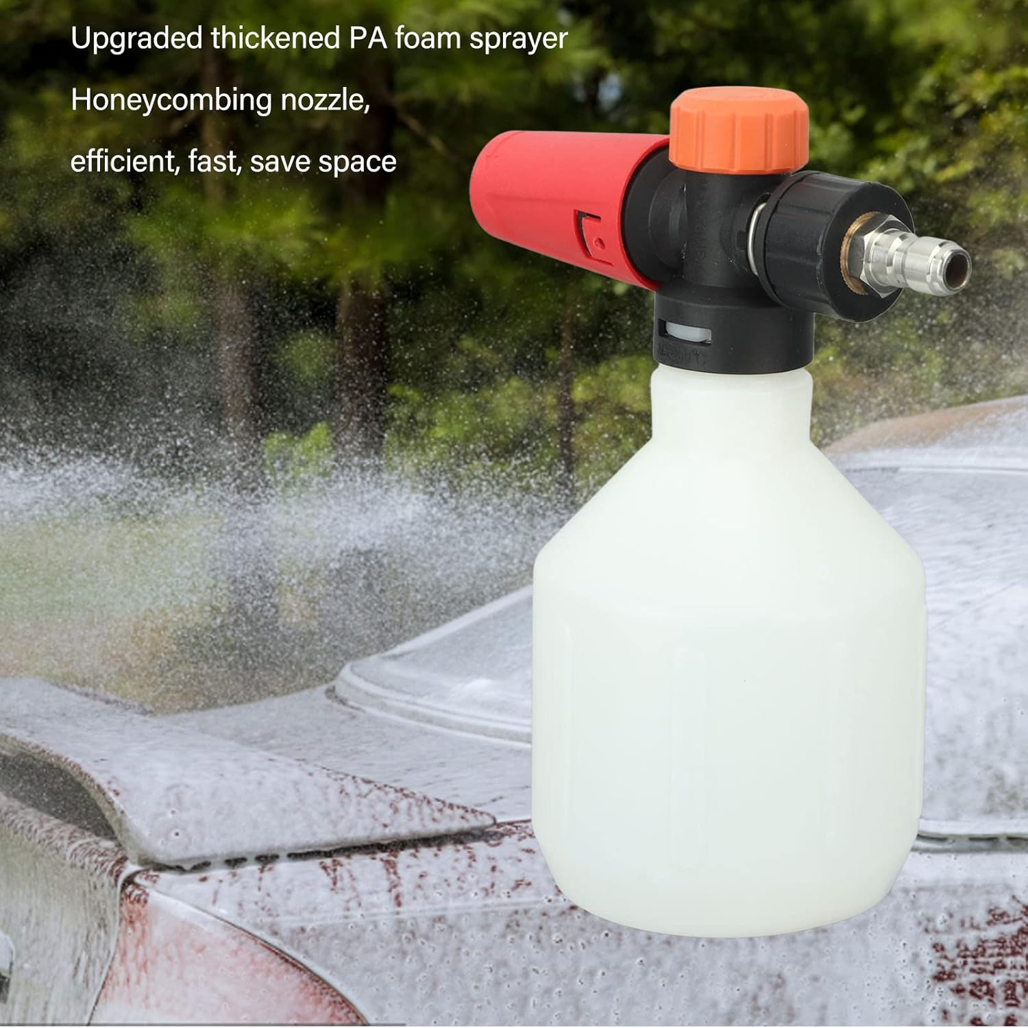 Car Foam Sprayer, 500ML Snow Foam Cannon, Car Wash Sprayer with 1/4 Inch Quick Connect, Car Wash Foam Sprayer for Garden Watering Car Washing (Round)