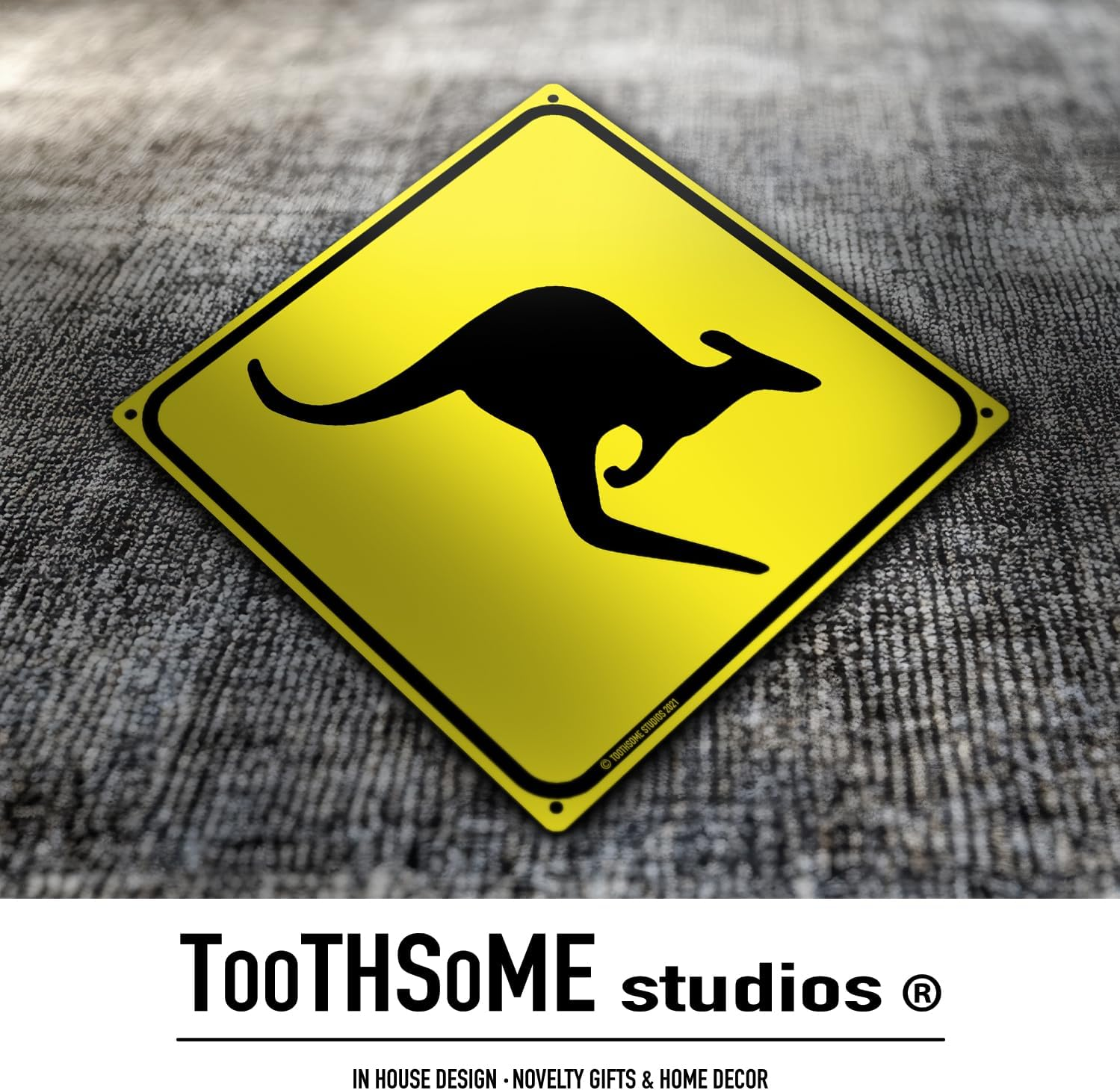 Kangaroo Crossing 12" X 12" Tin Road Sign Xing Australian Outback Theme Plaque Home Decor image number 1