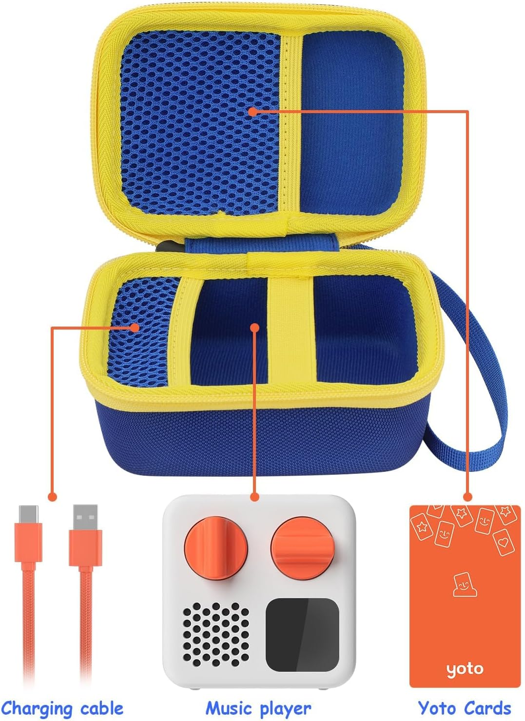Hard Travel Case Compatible with Yoto Mini 2024 Edition, Kids Audio & Music Player, Portable Holder Bag for Children&rsquo;S Speaker Plays Audiobook Cards Blue Yellow image number 1
