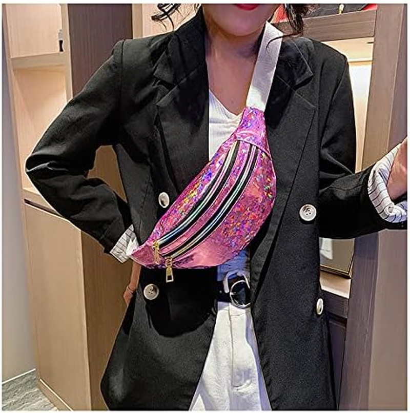 Fanny Pack Fashionable Waist Bag Waterproof Bum Bag with Adjustable Strap for Women Men Sports Running Hiking Jogging (Rose) (Pink) image number 6