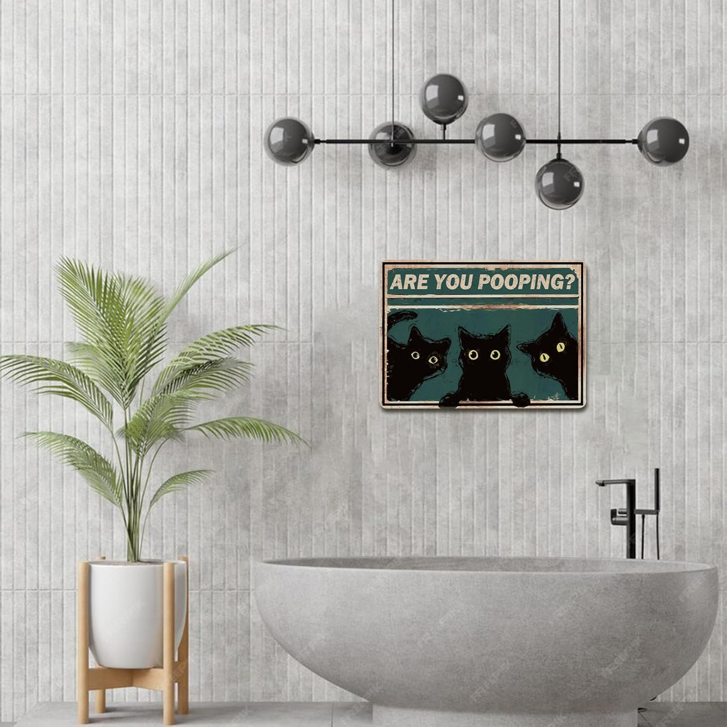 Funny Restroom Decorative Wall Art Cute Black Cat Metal Tin Sign Are You Pooping Bathroom Vintage Sign Poster Family Toilet Gift 12X8 Inch (2407) image number 5