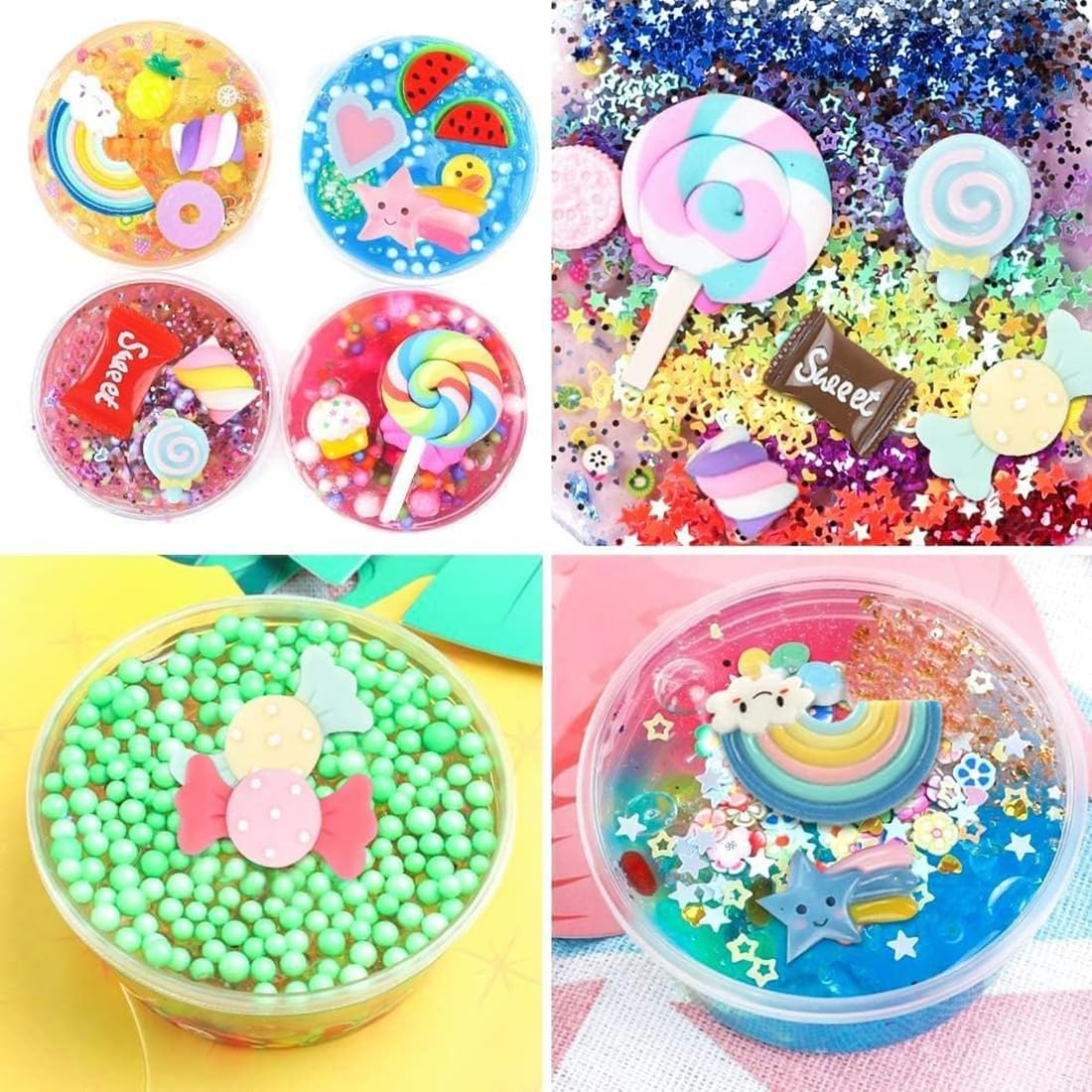 120Pcs Slime Charms Cute Set, Assorted Candy Sweets Resin Flatback Slime Beads Making Supplies for DIY Craft Hair Clip Scrapbooking Decorations Embellishments Ornament image number 6
