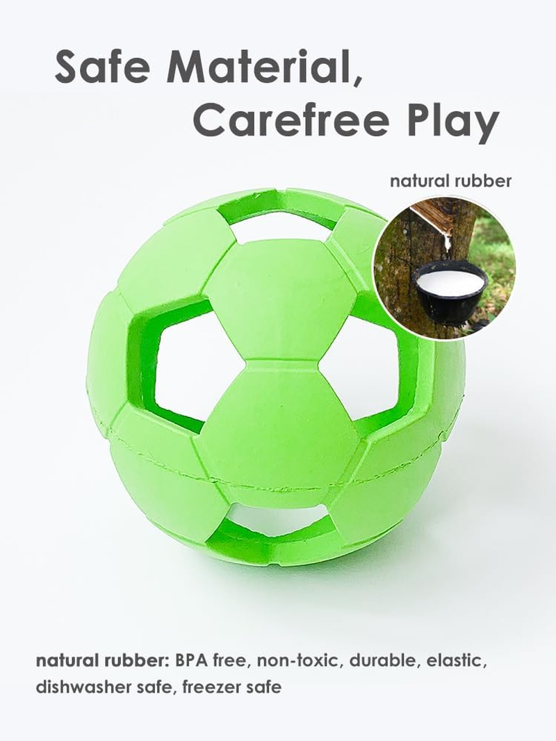 Interactive Dog Soccer Ball Toy, Natural Rubber, Non Toxic & Eco Friendly, High Bounce Ball for Fetch and Play, Dishwasher Safe (Green, Medium) image number 2