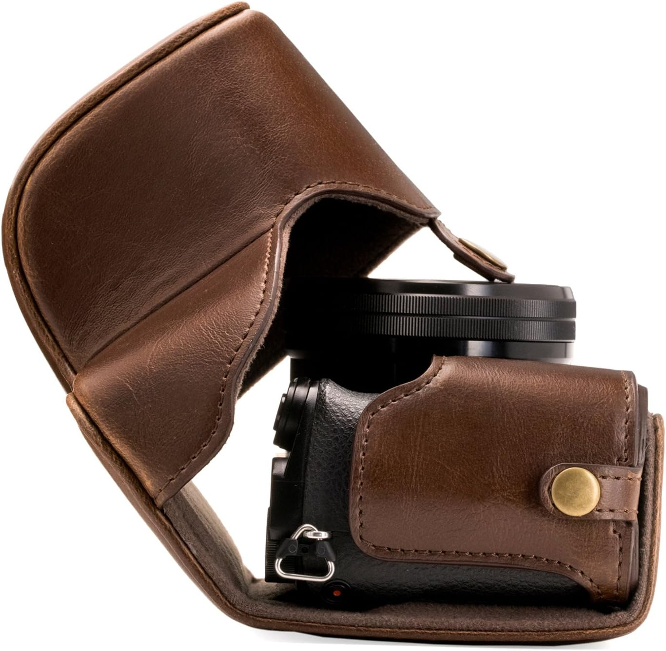 Megagear MG407 Sony Alpha A6300, A6000 (16-50 Mm) Ever Ready Leather Camera Case and Strap - Dark Brown - Gray image number 6