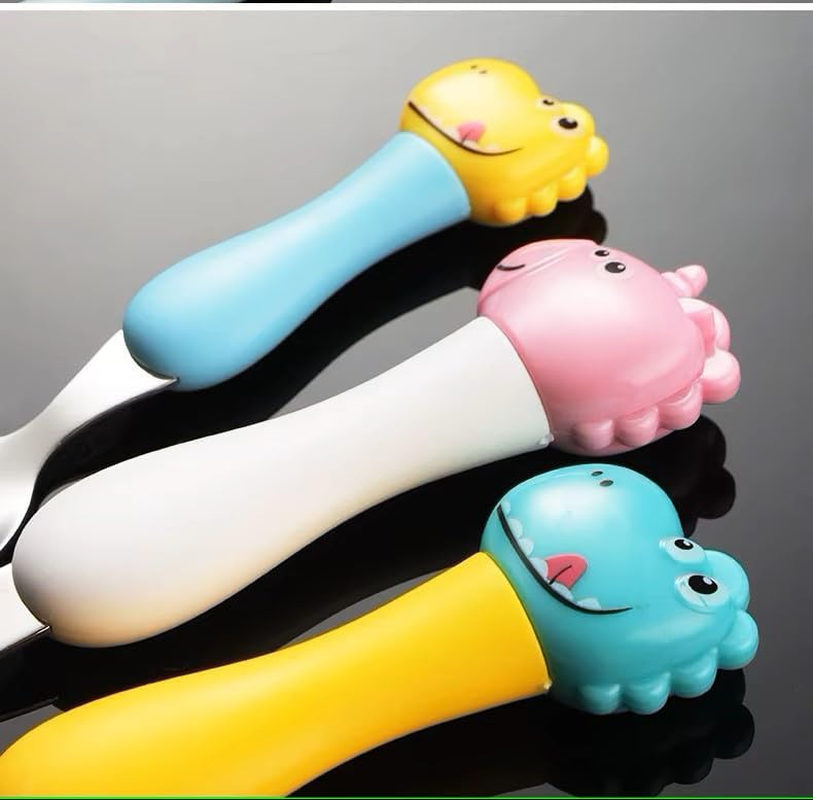 Cute Dinosaur Kids Cutlery Travel Set &ndash; Portable Cutlery for Toddlers & Children with Case (Pink, Spoon+Fork) image number 4