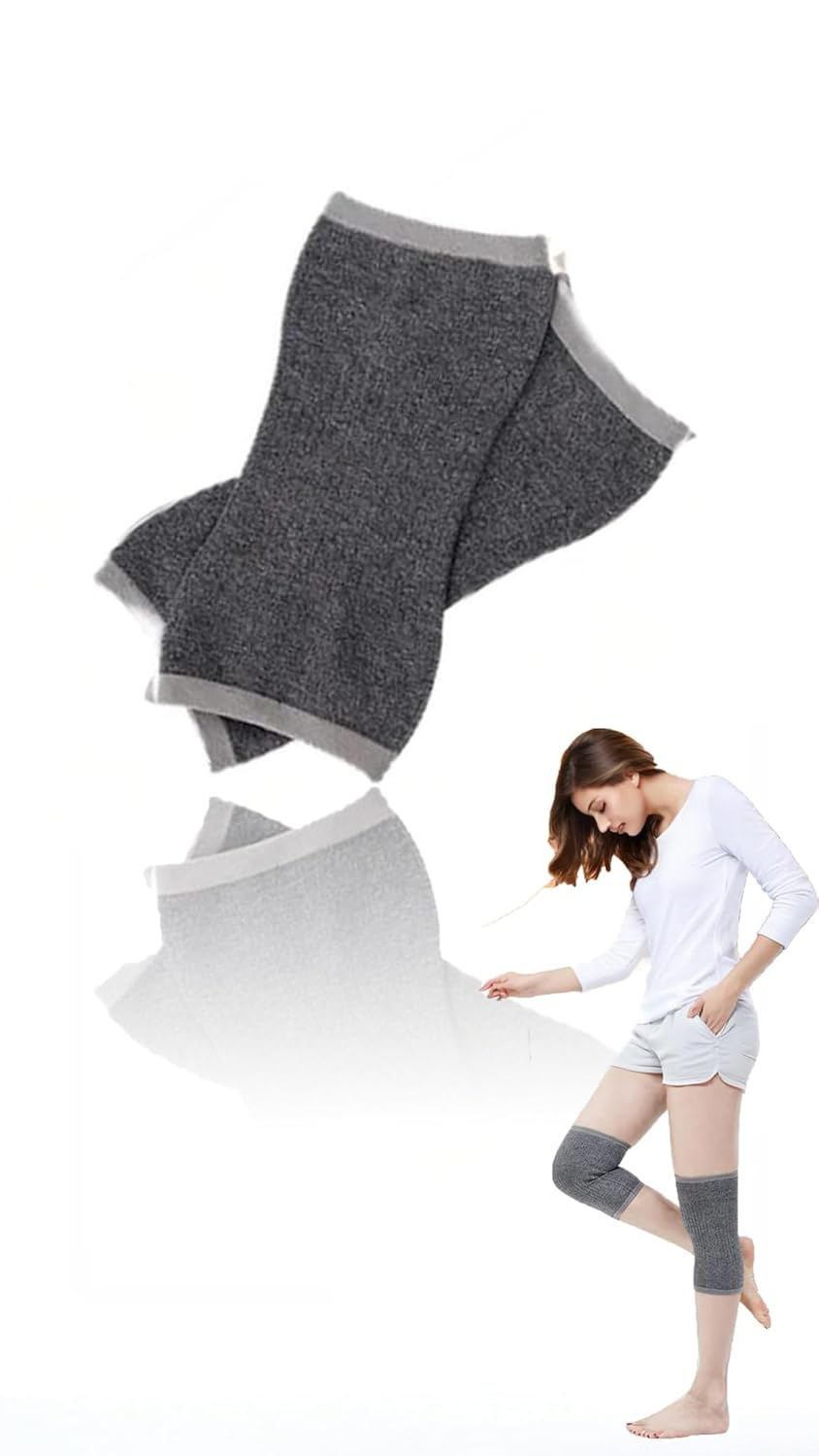 Honwor Cashmere Knee Warmer Sleeve for Arthritis Pain Relief & Warmth - Cozy, Stretchy, One-Size-Fits-All Night Support for Elders - Grey
