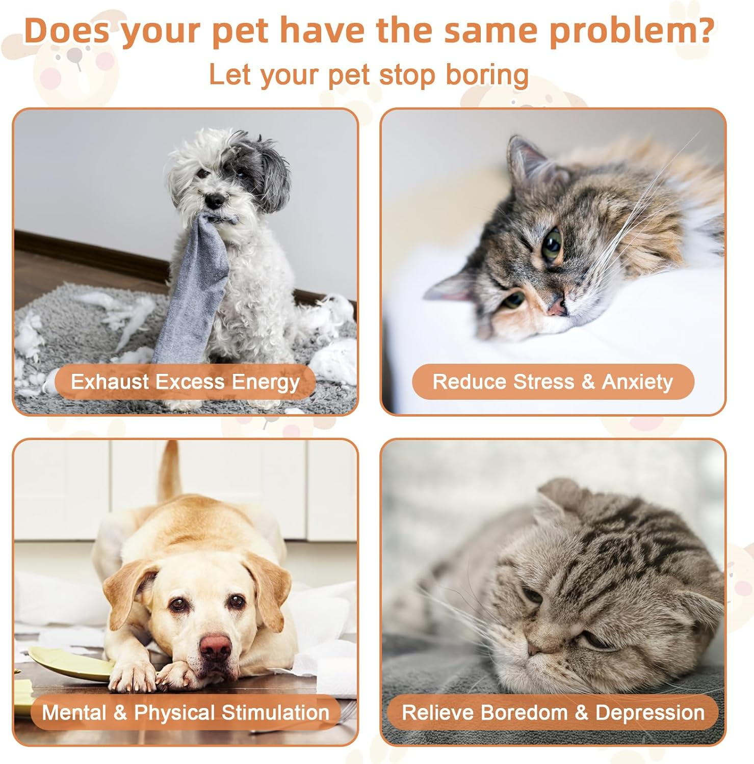 MR.TIMELAG Smart Interactive Dog Toy, Moving Activated Automatic Bouncing Rolling Dog Balls with Led Lights, Durable Sports Pet Toy For/Small/Medium Dogs,Usb Rechargeable(Orange+Blue)