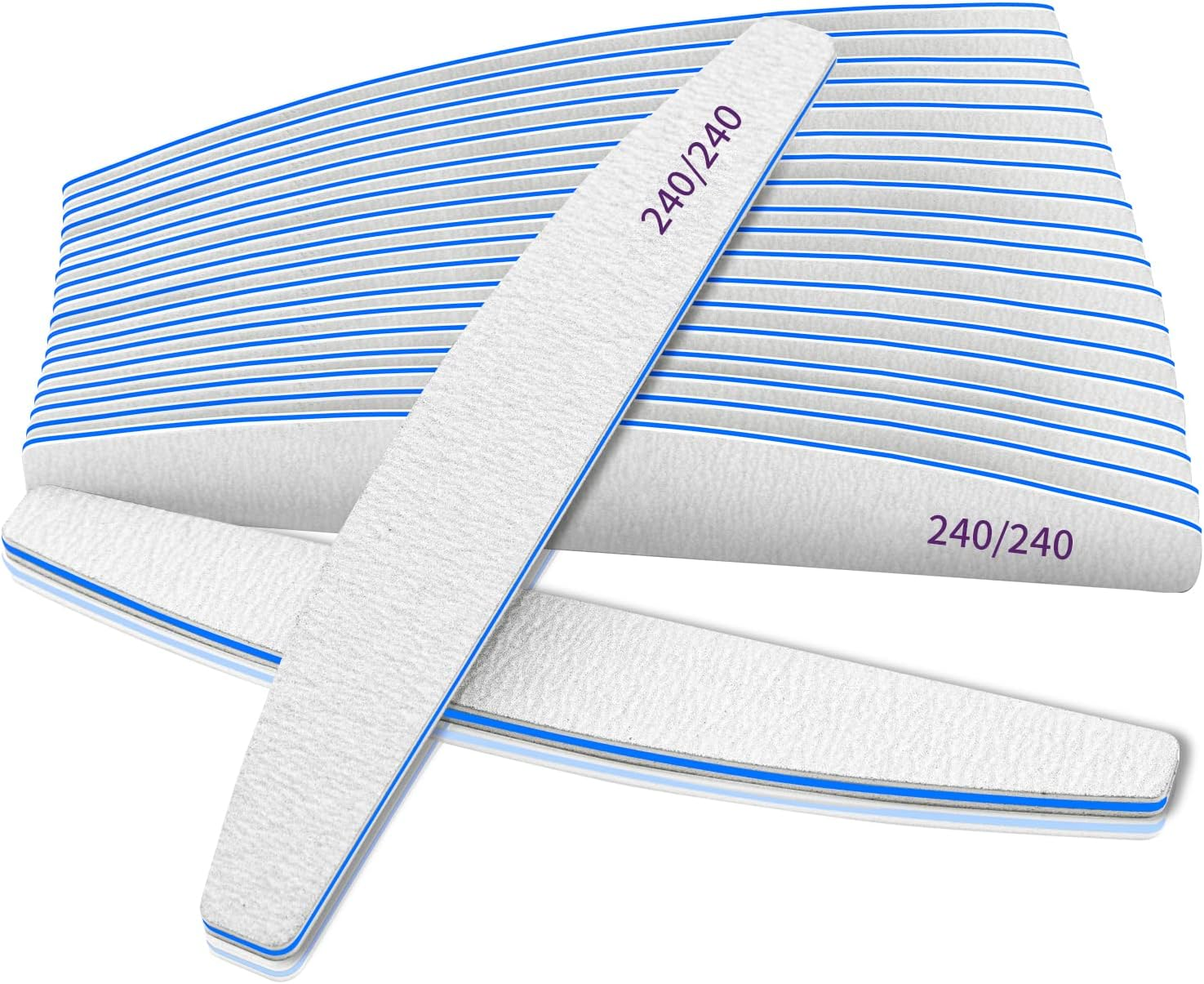 12 PCS Professional Nail File, 240/240 Grit Nail Files for Natural Nails Emery Boards Nail File Doubled Sides Washable Fine Grit Nail File Manicure Tools for Home and Salon Use image number 5