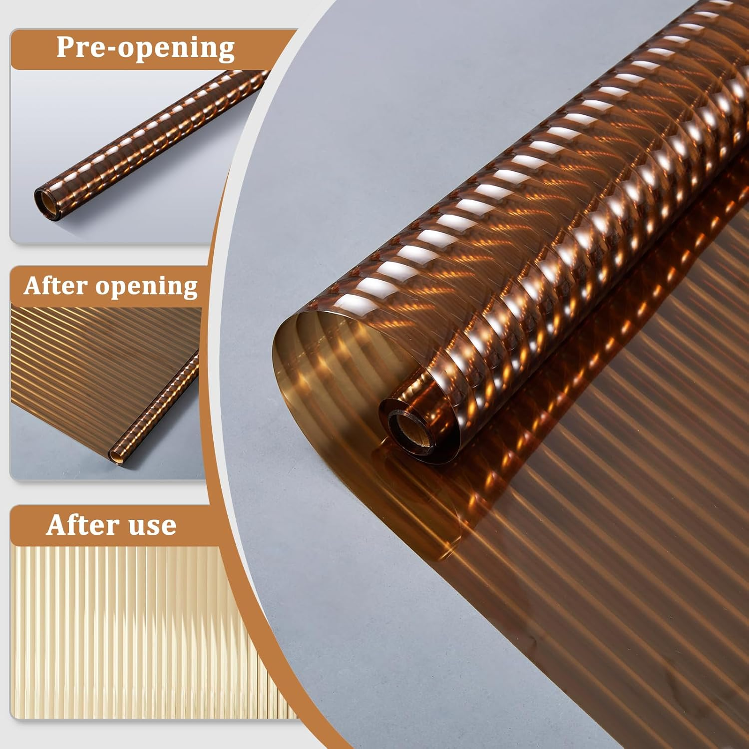 Beautyhero Window Privacy Film, Stained Glass 3D Reeded Frosted Stickers for Bathroom, Adhesive Decorative UV Blocking, 23.6X78.7 In image number 4