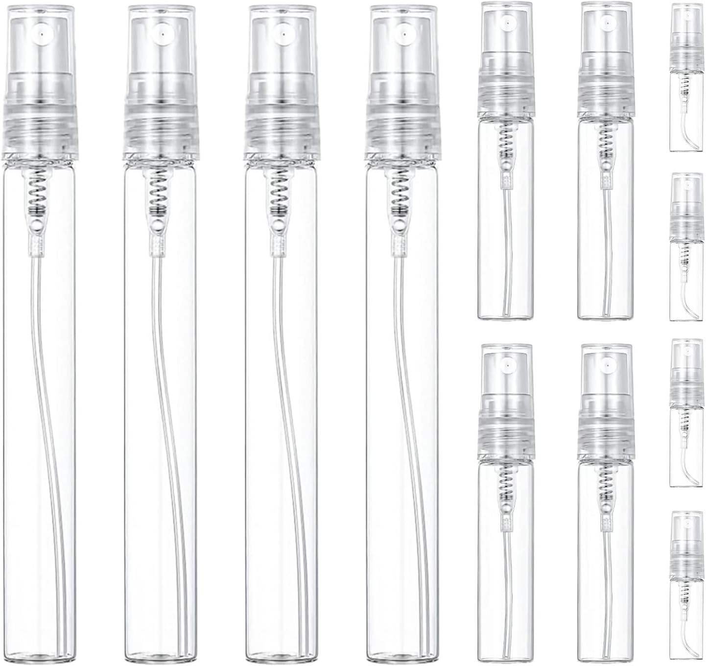 Debbery 12Pcs Mini Spray Atomizer Empty Bottles, Sizes in 2Ml, 5Ml, 10Ml, Portable Mist Plastic Refillable Sample Bottle, for Travel, Perfume Sampling and Carrying Liquid Cosmetics image number 4