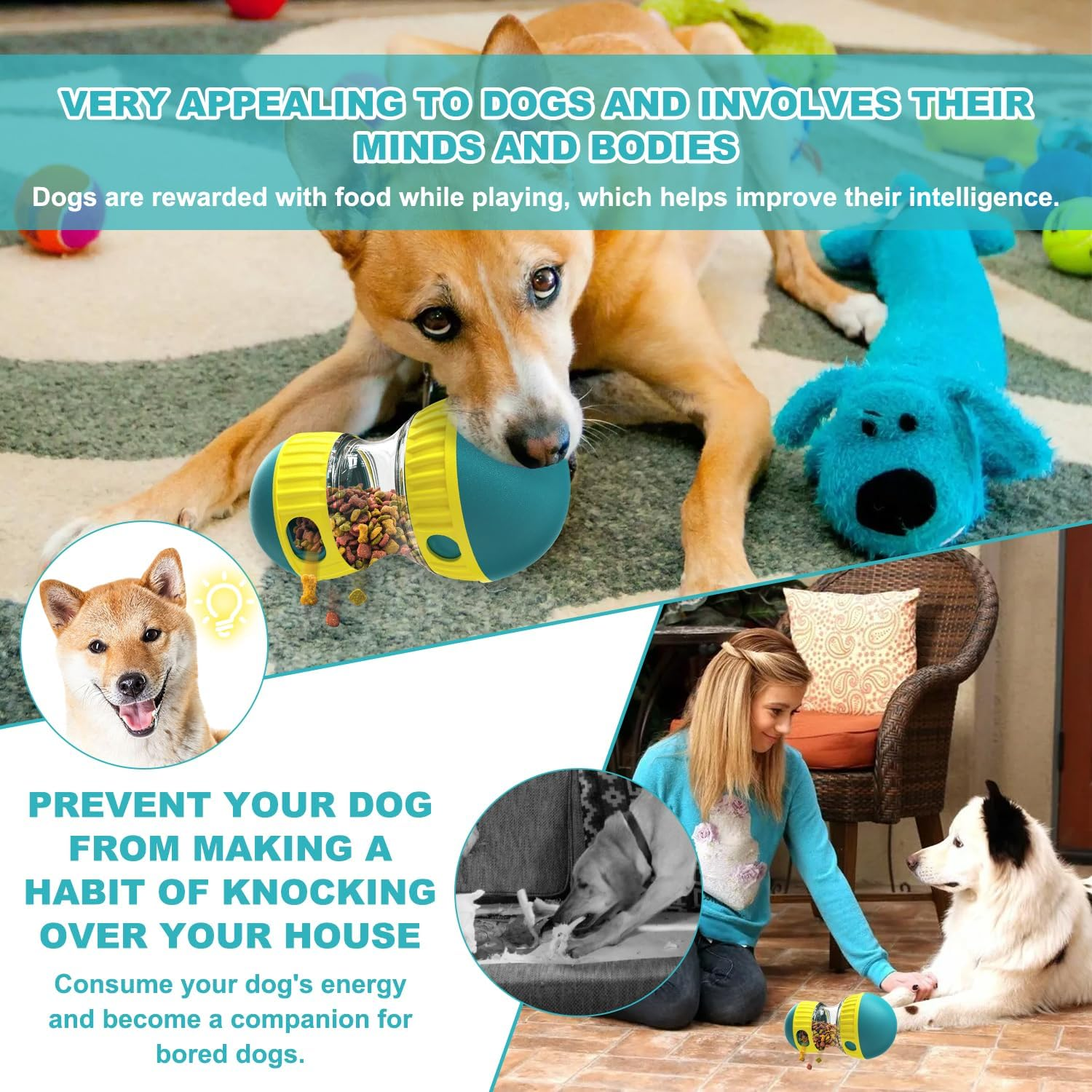 Pet Treat Dispenser, Interactive Dog Treat Puzzle Toy, Enrichment Toy with Adjustable Slow Food Dispensing, Suitable for All Dogs image number 5