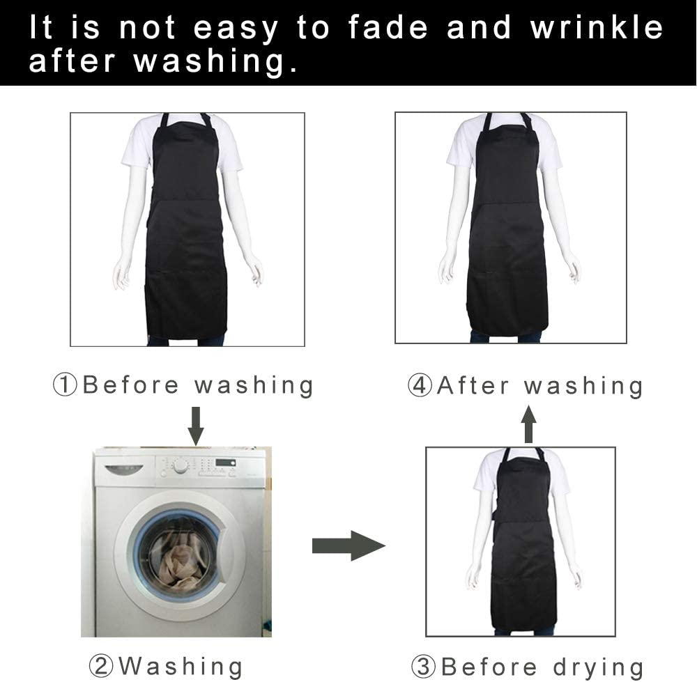 BIGHAS Adjustable Bib Apron with Pocket Extra Long Ties for Women Men, 18 Colors, Chef, Kitchen, Home, Restaurant, Cafe, Cooking, Baking (Dark Green) image number 1