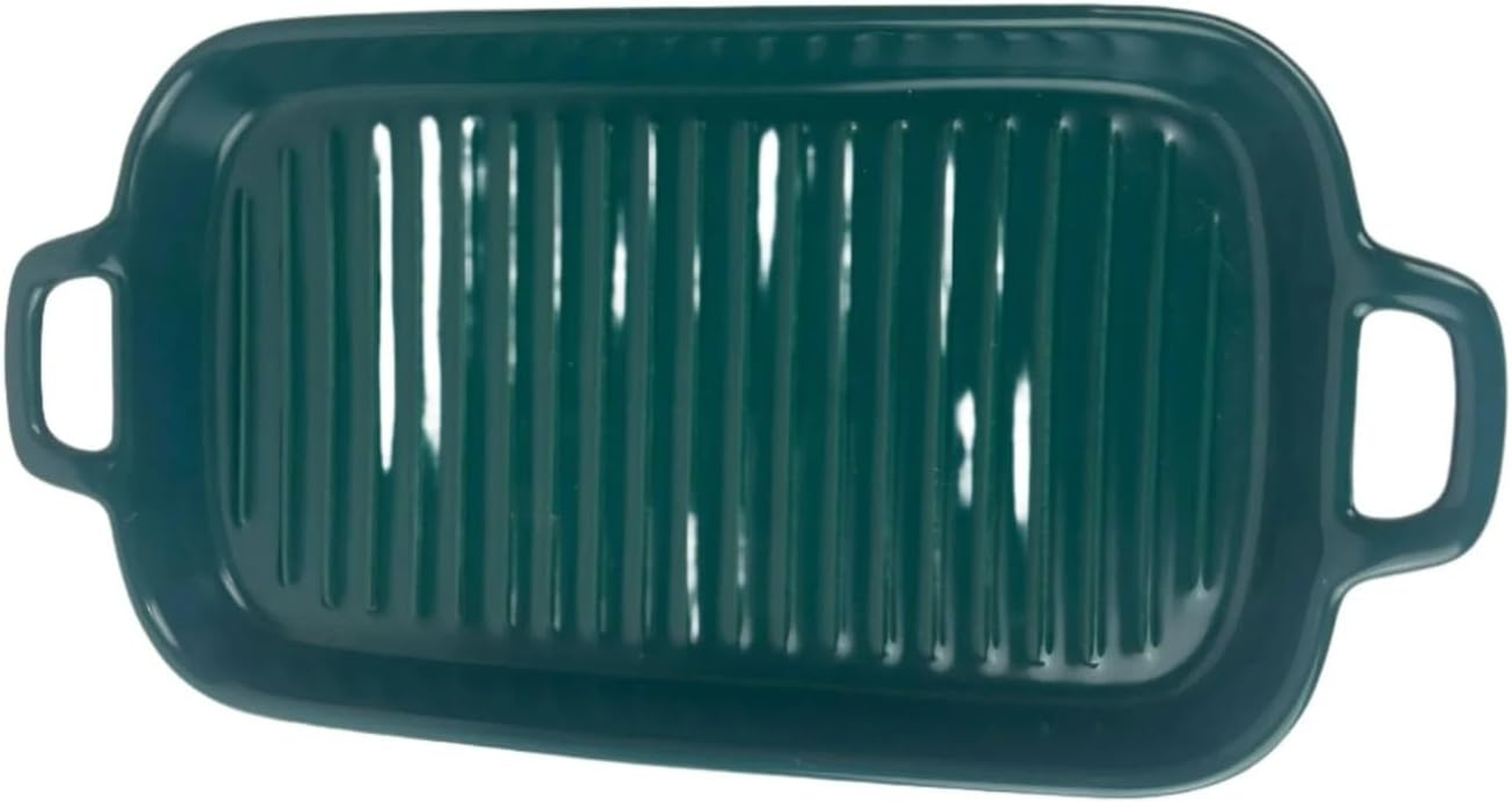 Bliss Gifts & Homewares Ceramic Baking Dish I Rectangular Bakeware with Handles I Ribbed Design Elegant Casserole Plates I Pan for Oven Roasting Lasagna, Baking, Cooking, Cake Dinner - 30X15.5Cm (Pink)