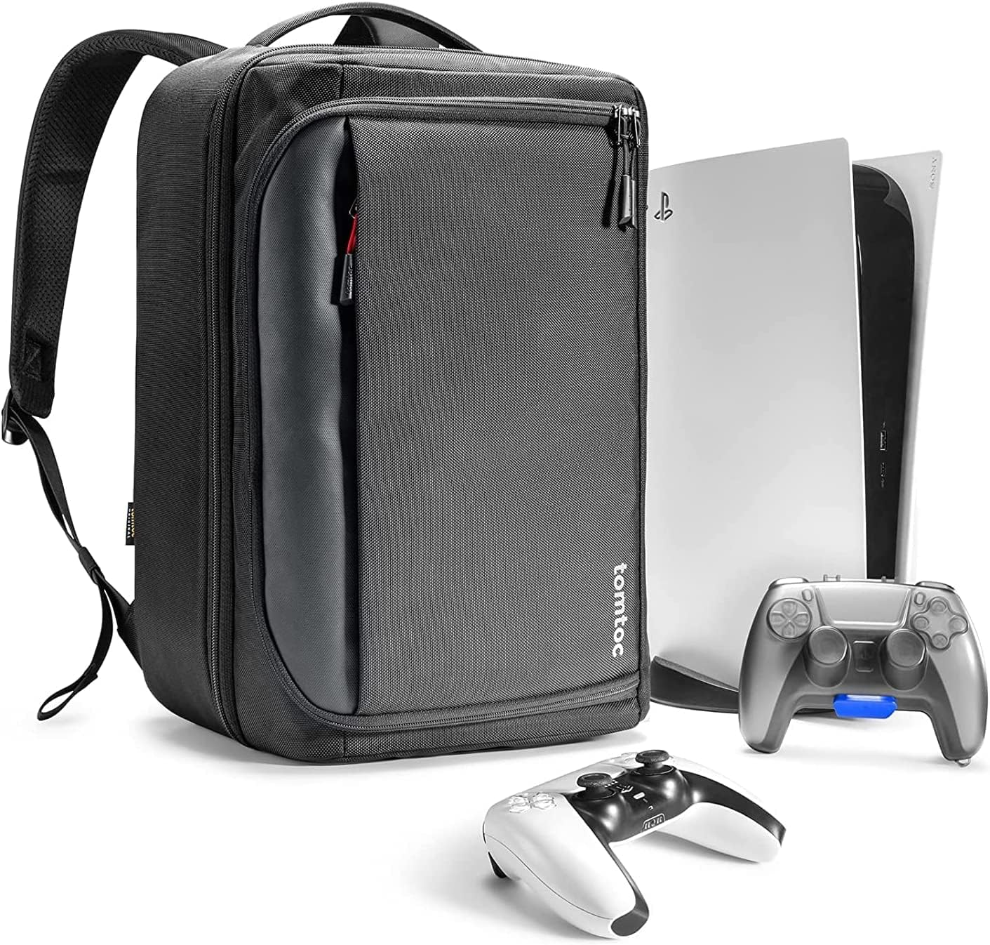 Tomtoc Travel Backpack for PS5 Console, Accessories, Protective Carrying Case Storage Bag Compatible with Sony Playstation 5 Console, Headset, 2 Game Discs, PS5 Controller, Charging Station image number 2