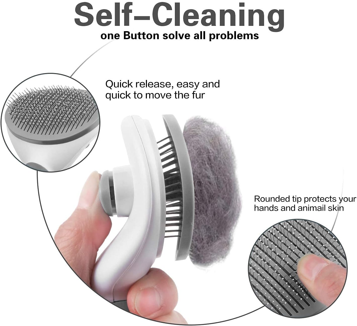 Cat Brush Dog Brush with Release Button for Shedding, Self Cleaning Cat Comb Hair Brush for Indoor Cats, Dog Deshedding Brush Grooming Kit, image number 3