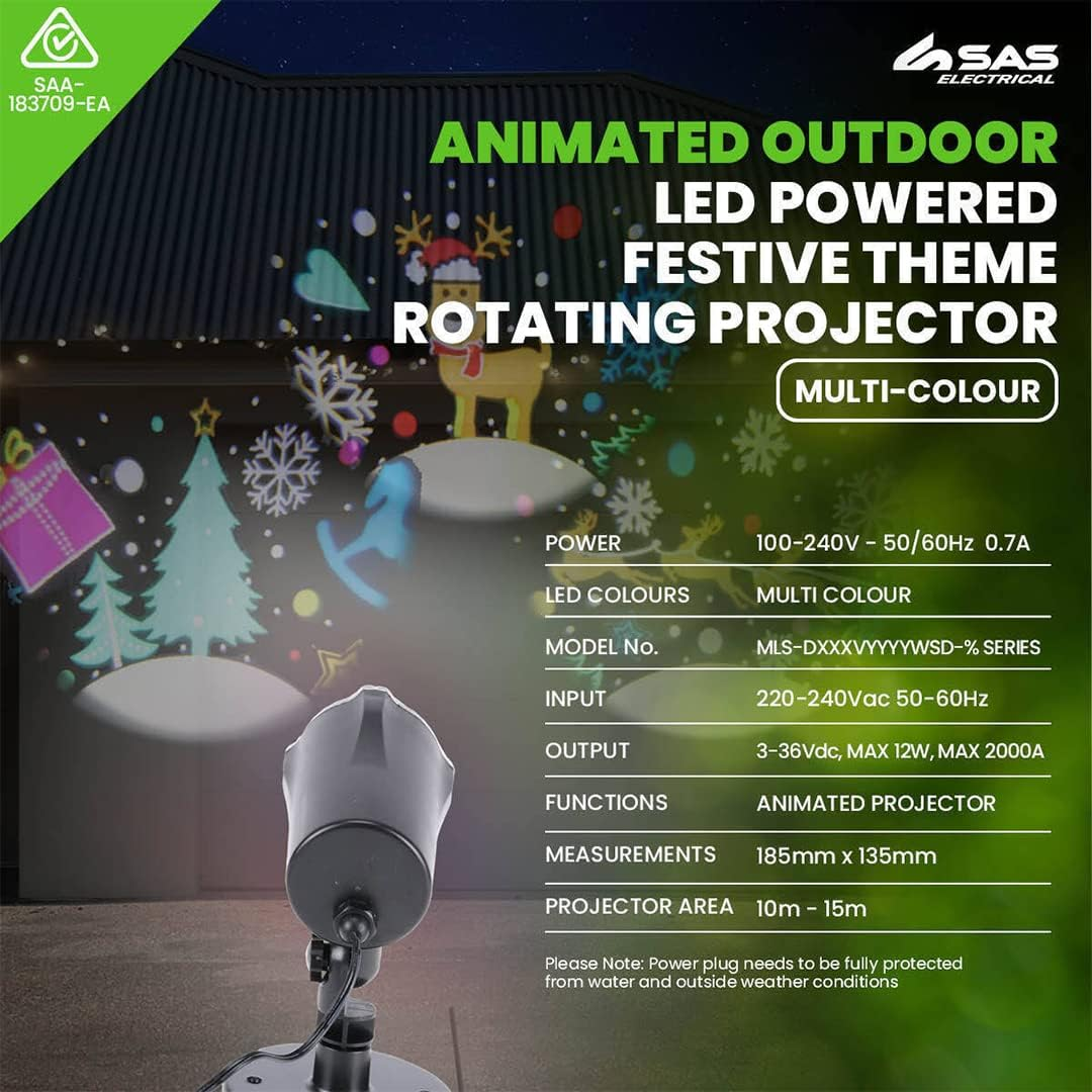 [2PK] SAS Christmas Themed Rotating Projector - 360 Degree Rotation, Low Voltage Energy Efficiency, Indoor/Outdoor Use - Add Life to Your Exterior - 18.5 Cm X 13.5 Cm image number 2