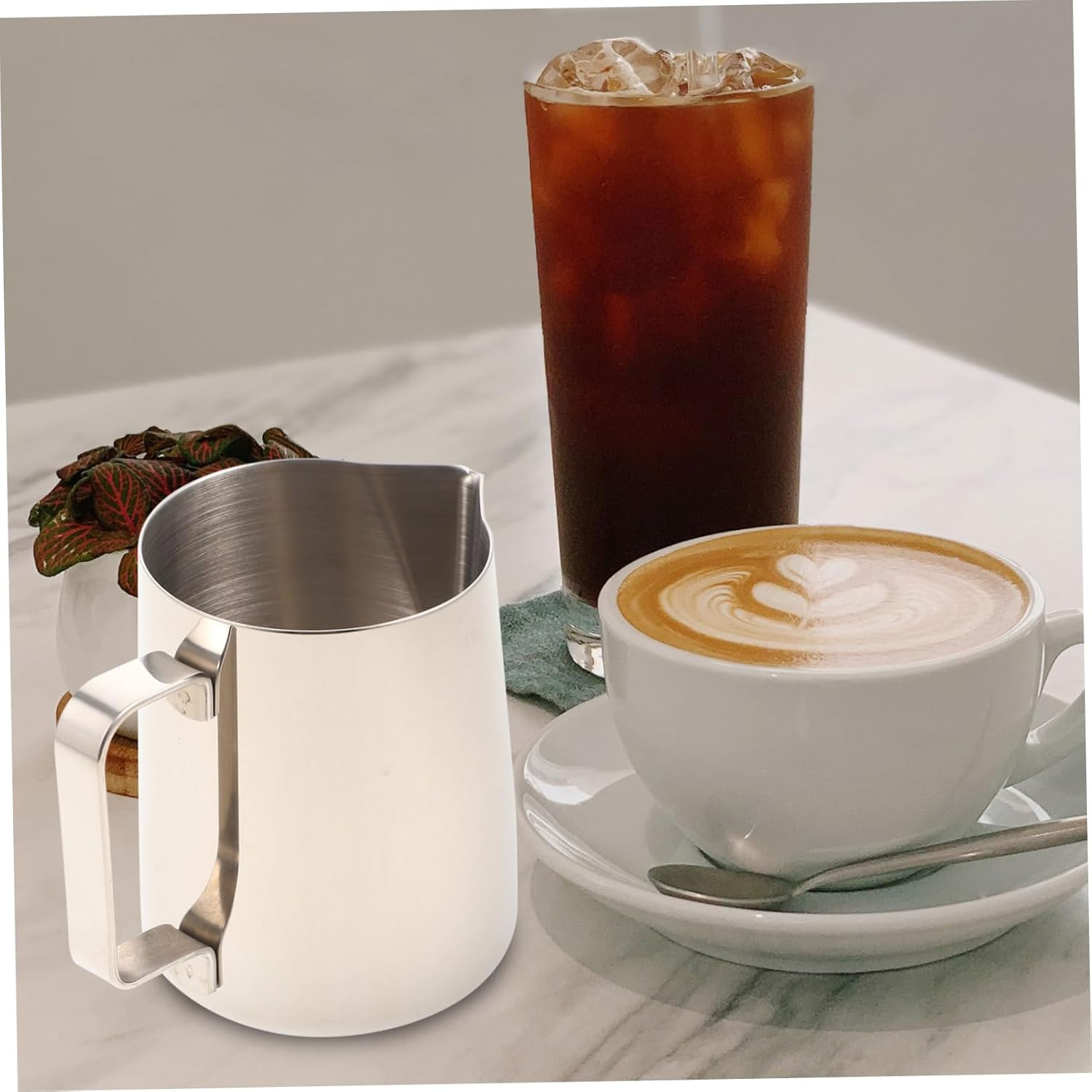 CONGARTENO Stainless Steel Milk Frothing Pitcher for Coffee Latte Art Handheld Milk Pitcher for Espresso Kitchen Supplies image number 1