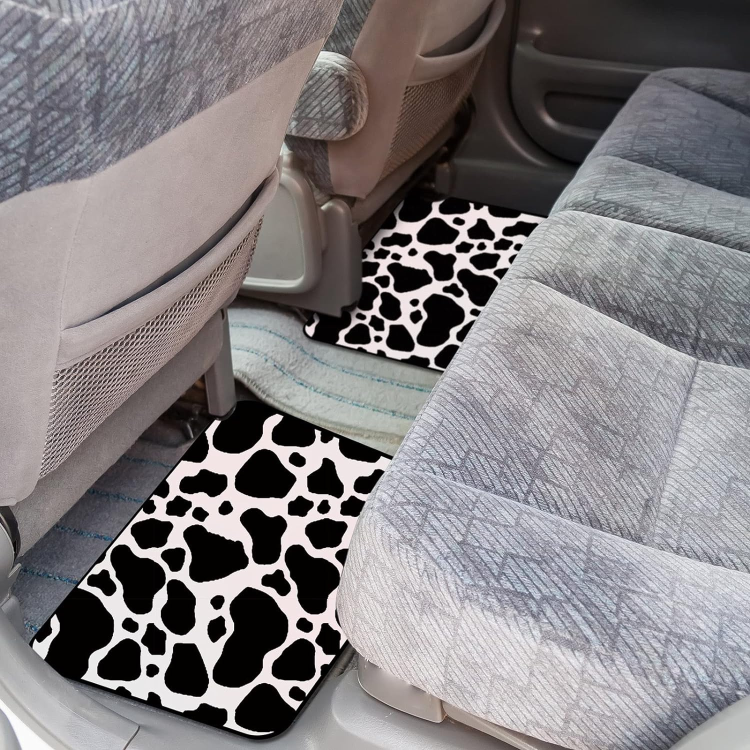 19 Pieces Cow Print Car Accessories Set for Women Man Cow Car Steering Wheel Cover Cow Print Seat Cover Seat Belt Pads Car Floor Mats Car Cup Holders Car Armrest Pad for Women Men Cars image number 6