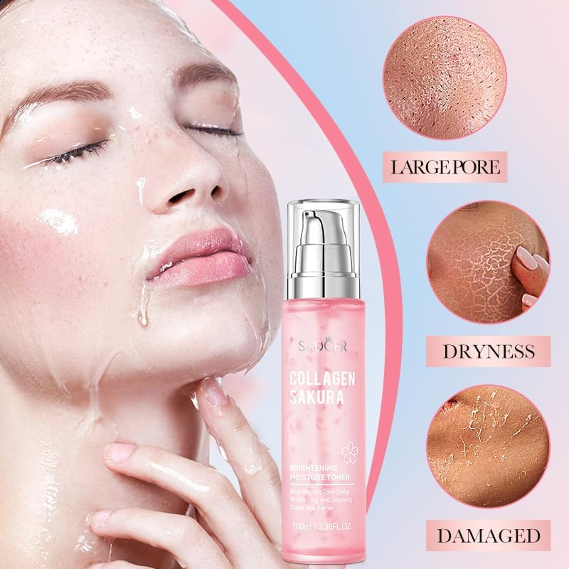 Sakura Collagen Brightening Moisture Toner, 100Ml, Hydrating, Moisturising, Soothing image number 3