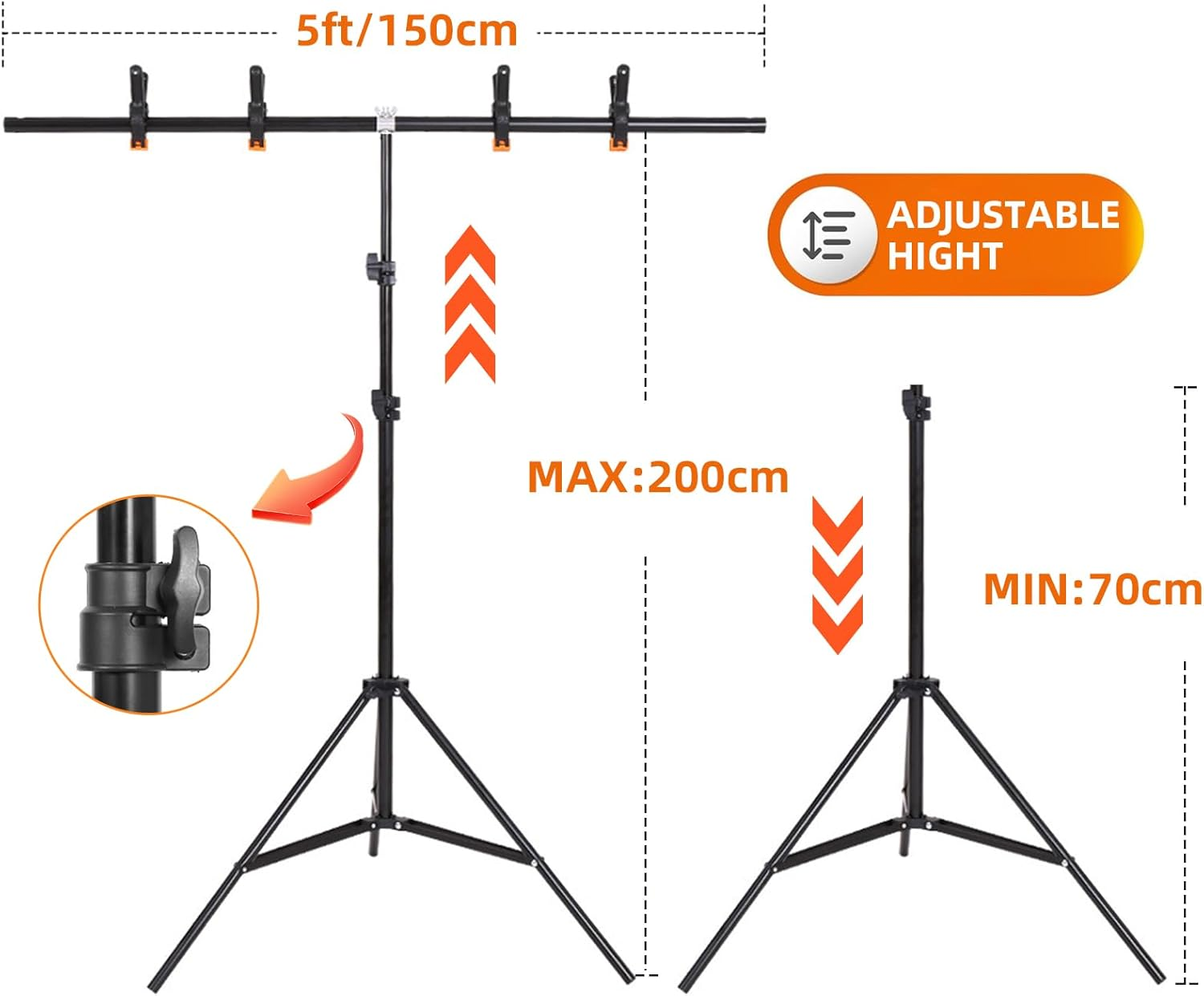 T-Shape Backdrop Stand with Green Screen Stand, 5X8.5Ft Portable Photo Backdrop Stand Adjustable Photography Backdrop,Outdoor Projector Screen for Photography,Parties,Decoration image number 3