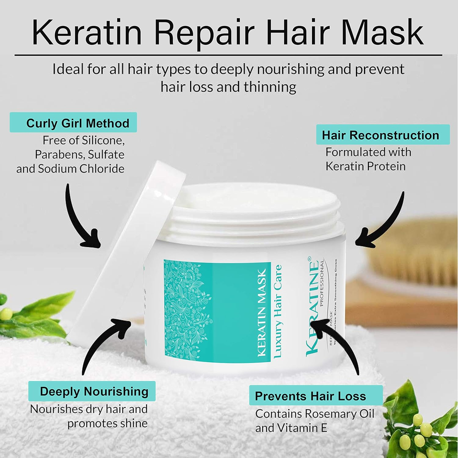 Keratin Shampoo, Hair Mask and Serum(100 Ml) Kit | Repair Shampoo, Repair Hair Mask and Professional Smooth Shine Serum Set for Thin Fine Hair | Pro Treatments for Dry, Damaged & Color Treated Hair image number 3