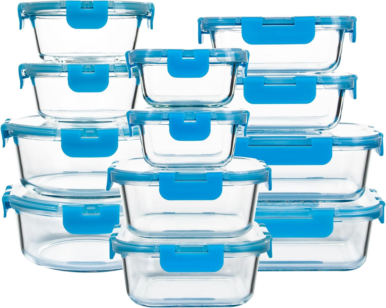 Glass Meal Prep Containers with Lids 12 Pack Airtight Glass Meal Prep Containers, Stackable & Leak-Proof, Dishwasher Safe, Pink