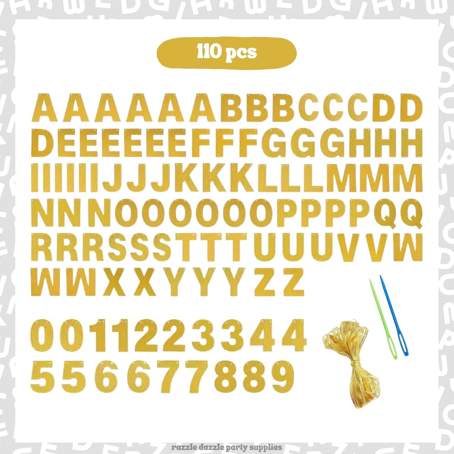 110 Pcs DIY Customisable Letter Banner Kit (Gold)