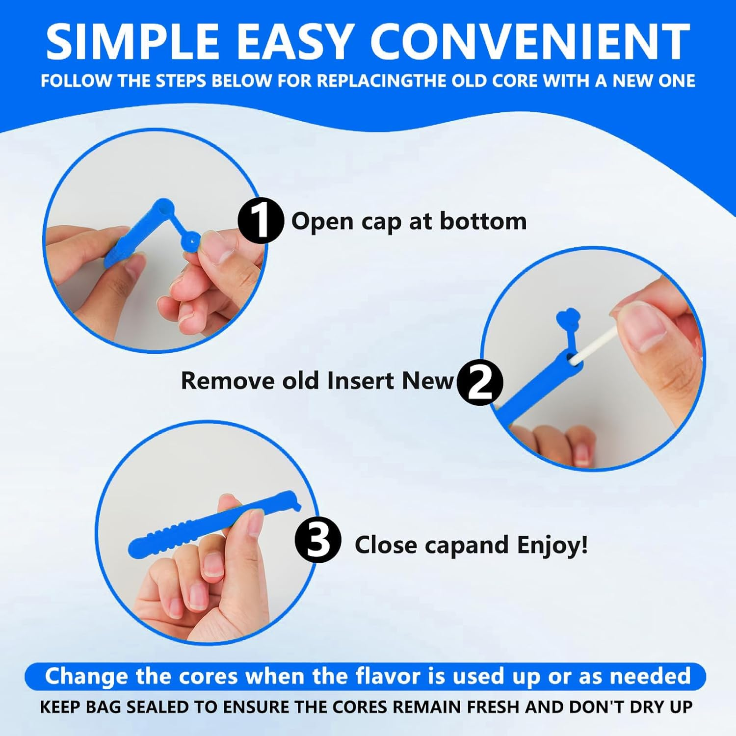 6Pcs Chewable Essential Oil Breath Sticks - Reusable Silicone Chewable Breather, Washable for Adults