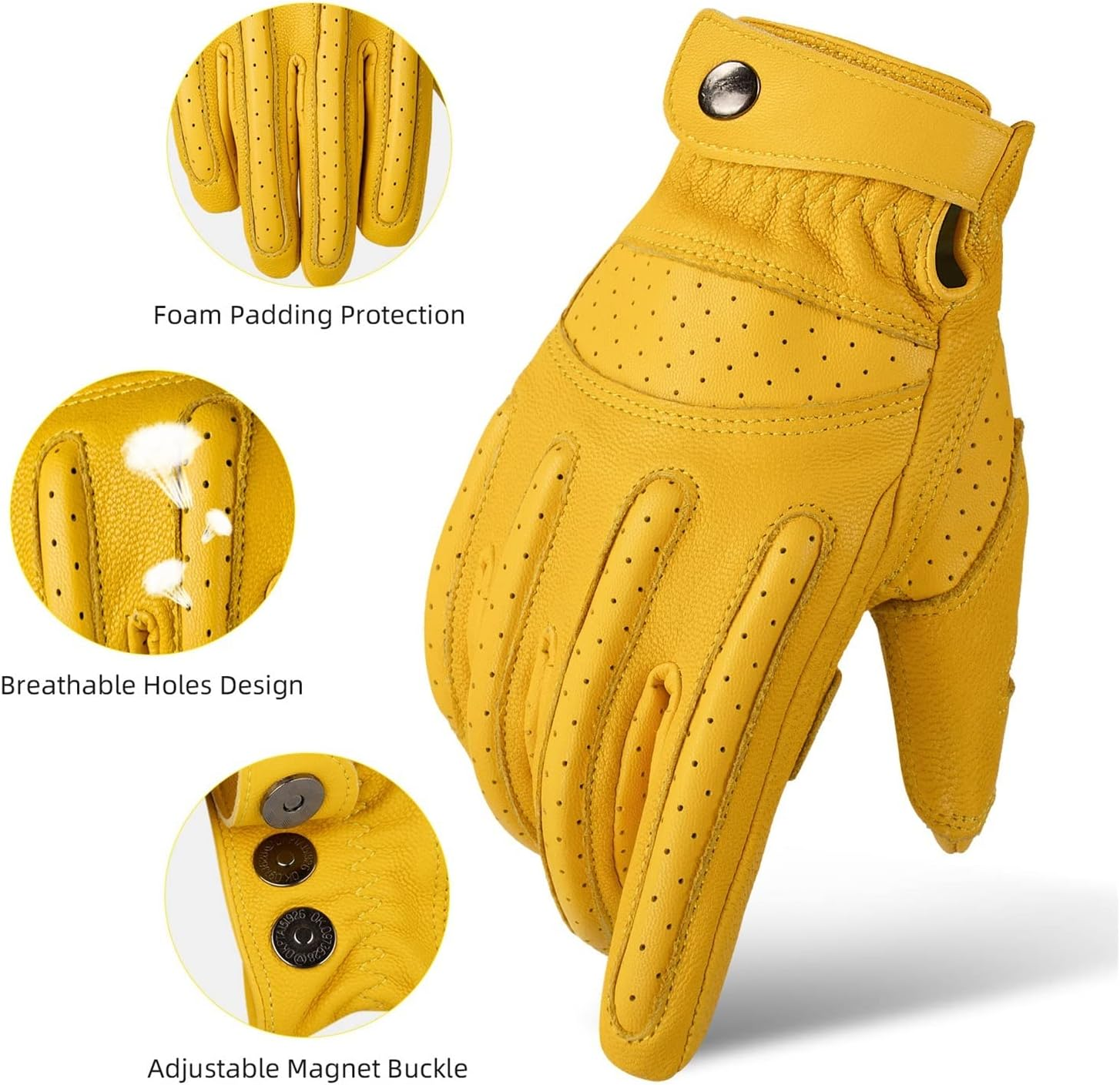 KANGYEBAIHUODIAN Mens Touch Screen Gloves Leather Motorcycle Glove Outdoor Sport Full Finger Cycling Mountain Bicycle Guantes Moto Gloves (Color : Yellow, Size : M) image number 4