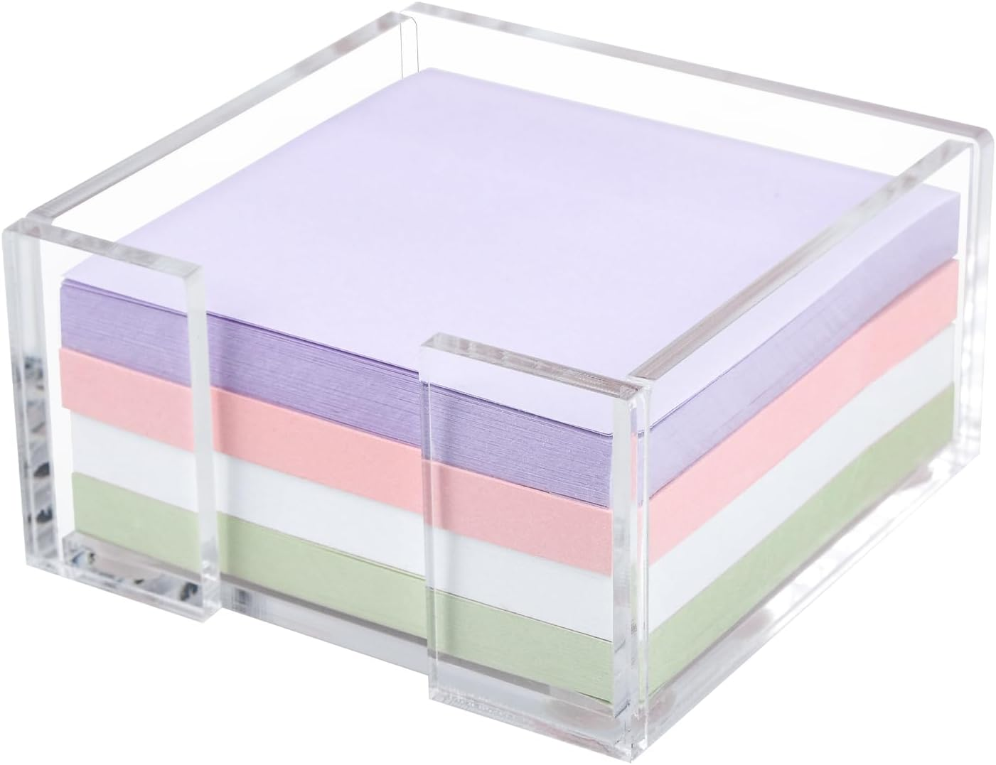 Acrylic Sticky Note Holder, 3 X 3 Crystal Clear Acrylic Notepad Holder Acrylic Sticky Note Dispenser for Dorm Room and Office Desk Organizer image number 6