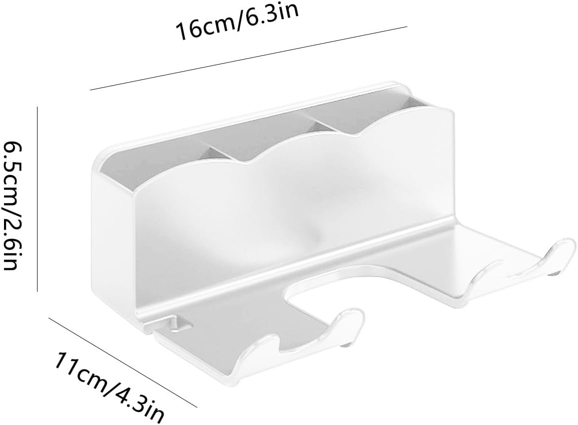 Hair Dryer Wall Holder -Spoildryer Stand | Blow Dryers Hanger | Storage Rack Hand Blower | Adhesive Bathroom Organization Blow Drier Hanger, Head Tool Organizer, Wall Mounted Storage Organizer, Drill - White image number 5