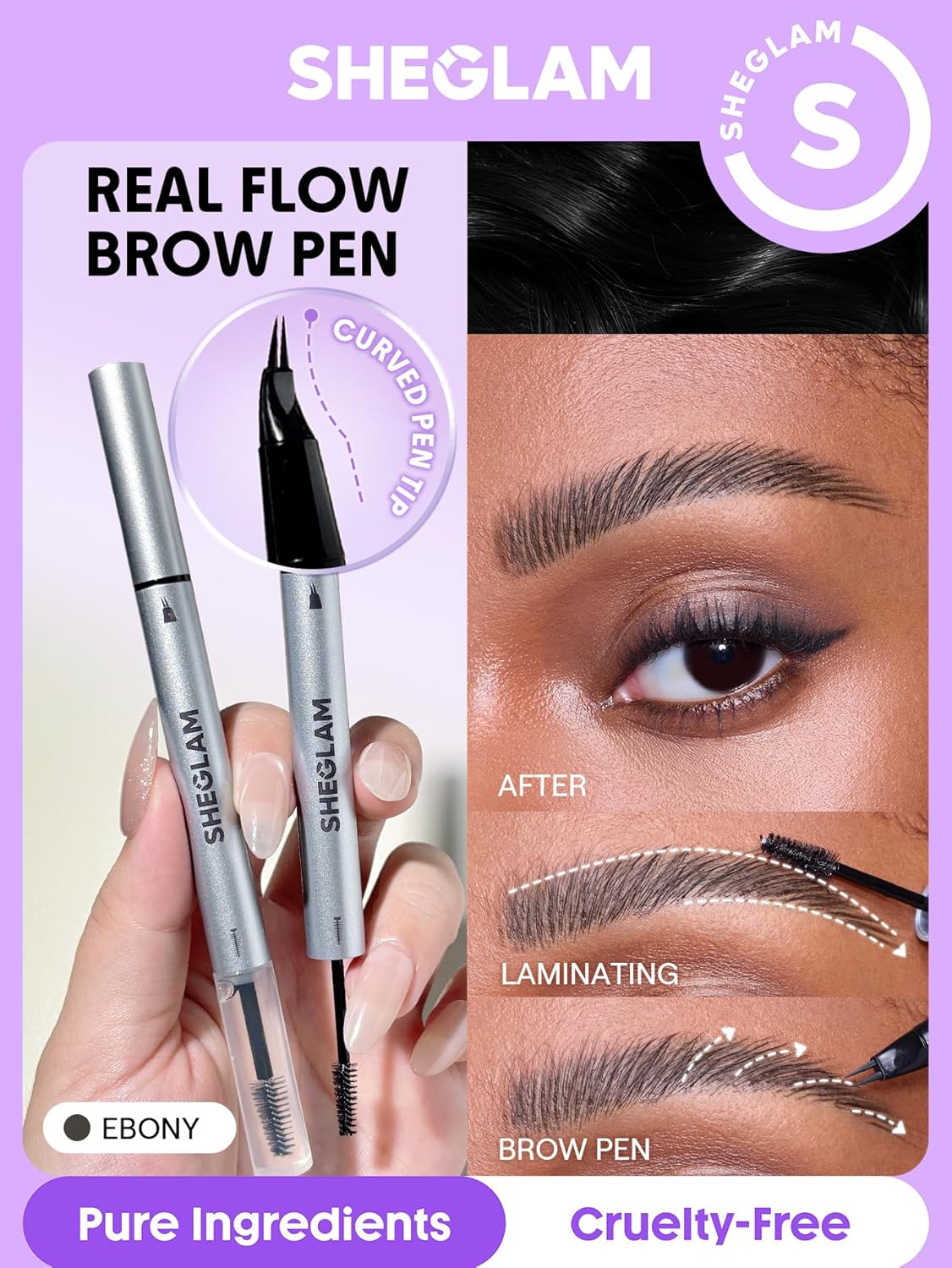SHEGLAM Real Flow Laminating Brow Pen-Ebony - Espresso image number 3