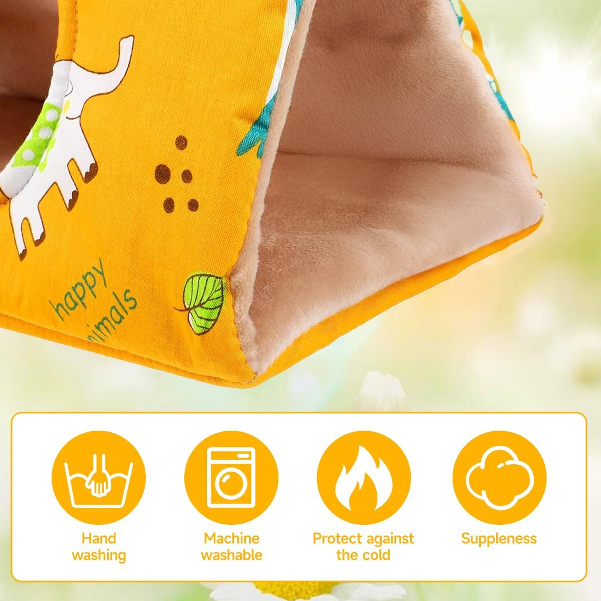 Large Bird Hanging Hammock Winter Warm Bird Nest House Suspended Hammock Plush Shed Swing Cave Cabin for Parrot Parakeet Cockatiels Budgies Lovebird (Yellow) image number 2