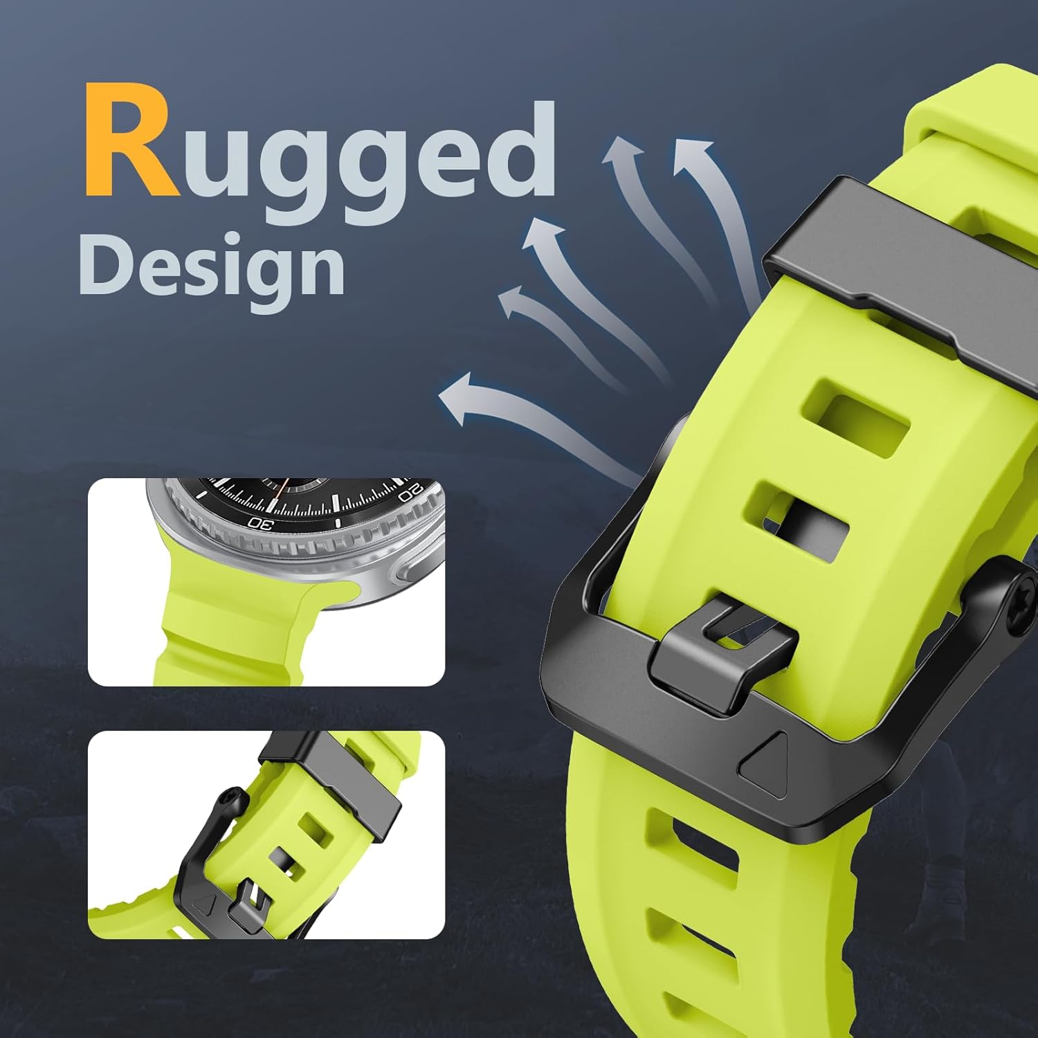 Yuiyuka Sports Strap for Samsung Galaxy Watch 8 Strap 44 Mm 40 Mm/8 Classic Band 46 Mm Men Women Waterproof Silicone Sports Bracelets Adjustable Replacement Bands for Samsung Watch 8/8 Classic Band image number 4