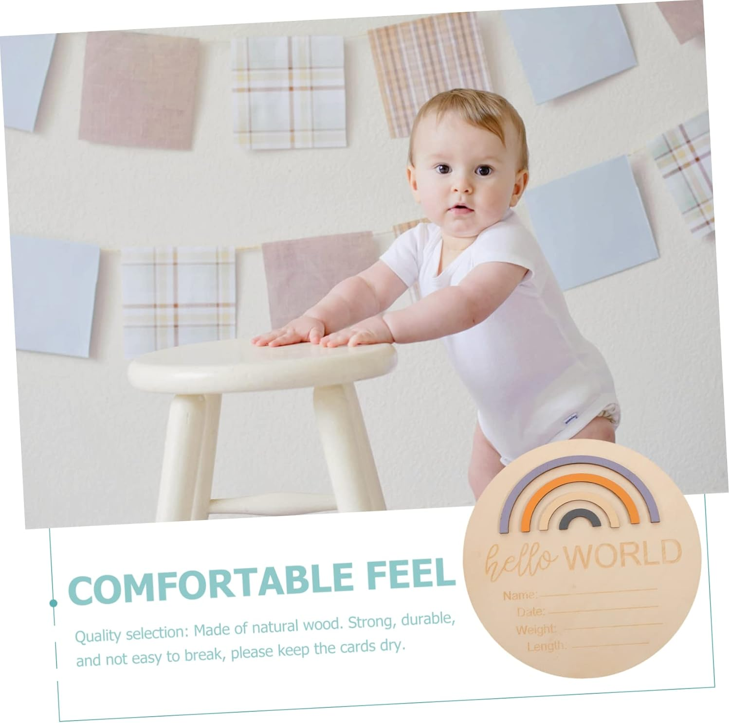 VANZACK Wooden Month Card Milestone Sign Newborn Monthly Milestone Photo Prop for Nursery Decor Personalised Gifts for Boys and Girls Bedroom image number 4