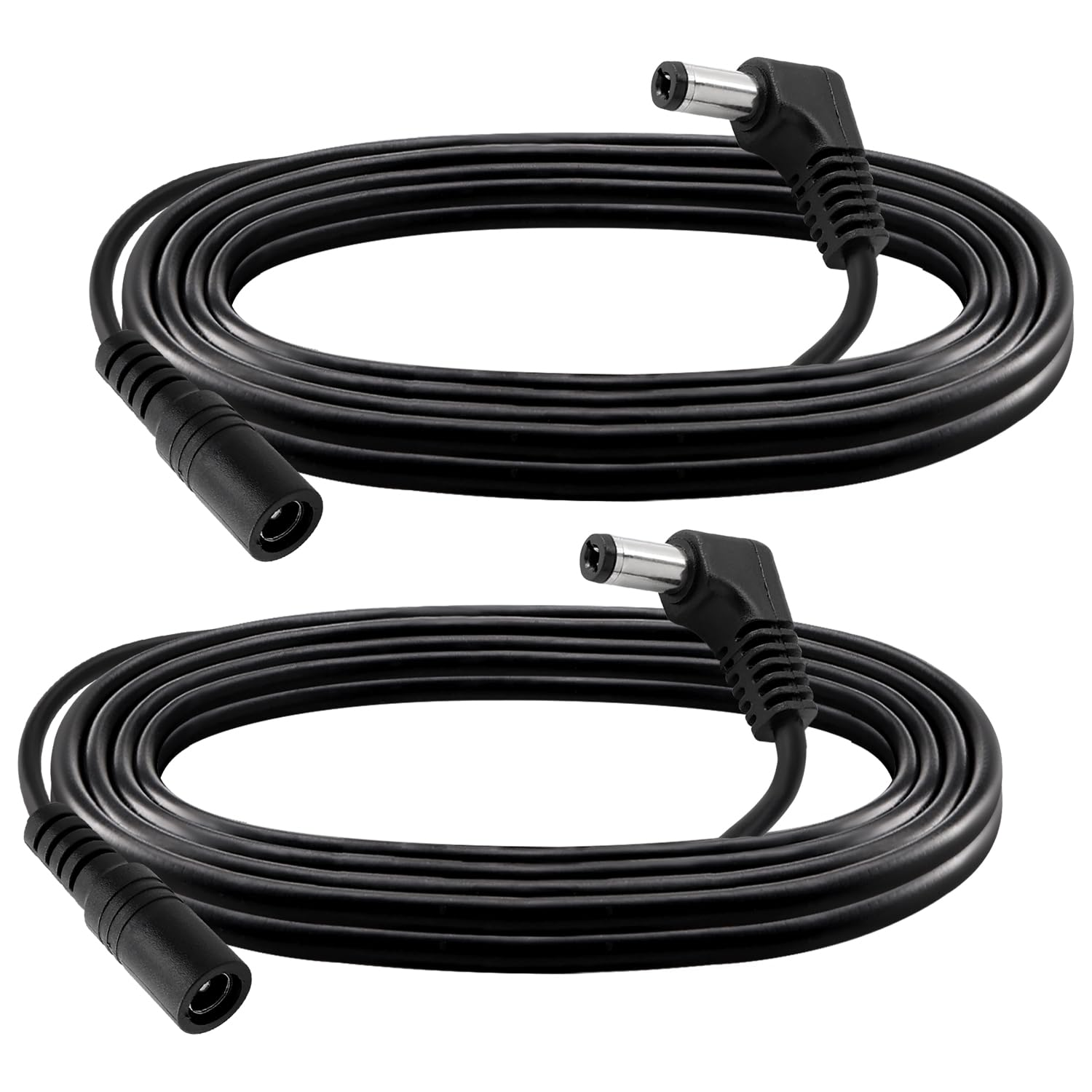 KUOQIY 2 PCS 2M 5.5X2.1 Mm 24V 12V DC Power Extension Cable, Right Angle Male to Female Power Extension 22AWG, for CCTV Security Cameras, Router, Black image number 4