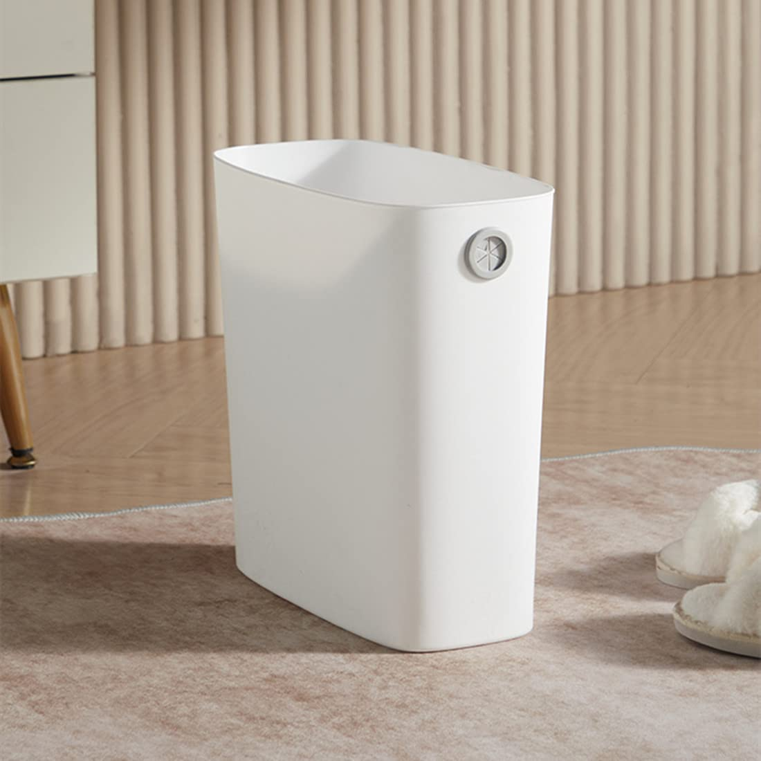 QUHUOYAO Waste Garbage Can, Bathroom Waste Garbage Can without Lid, Household Waste Garbage Can, Suitable for Bedroom, Living Room, Kitchen, 10 Liters Capacity, Warm Green/White (White) image number 1