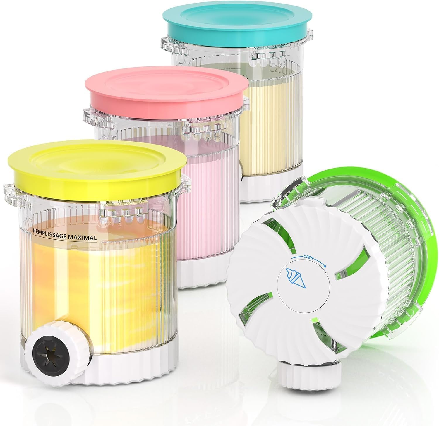 4 Pack for Ninja Creami Swirl Pints and Lids Compatible with Ninja NC700 Series, NC701, NC701C, Creami Containers for Swirl Ice Cream & Soft Serve Makers, Bpa-Free, Dishwasher Safe (4-Pack)