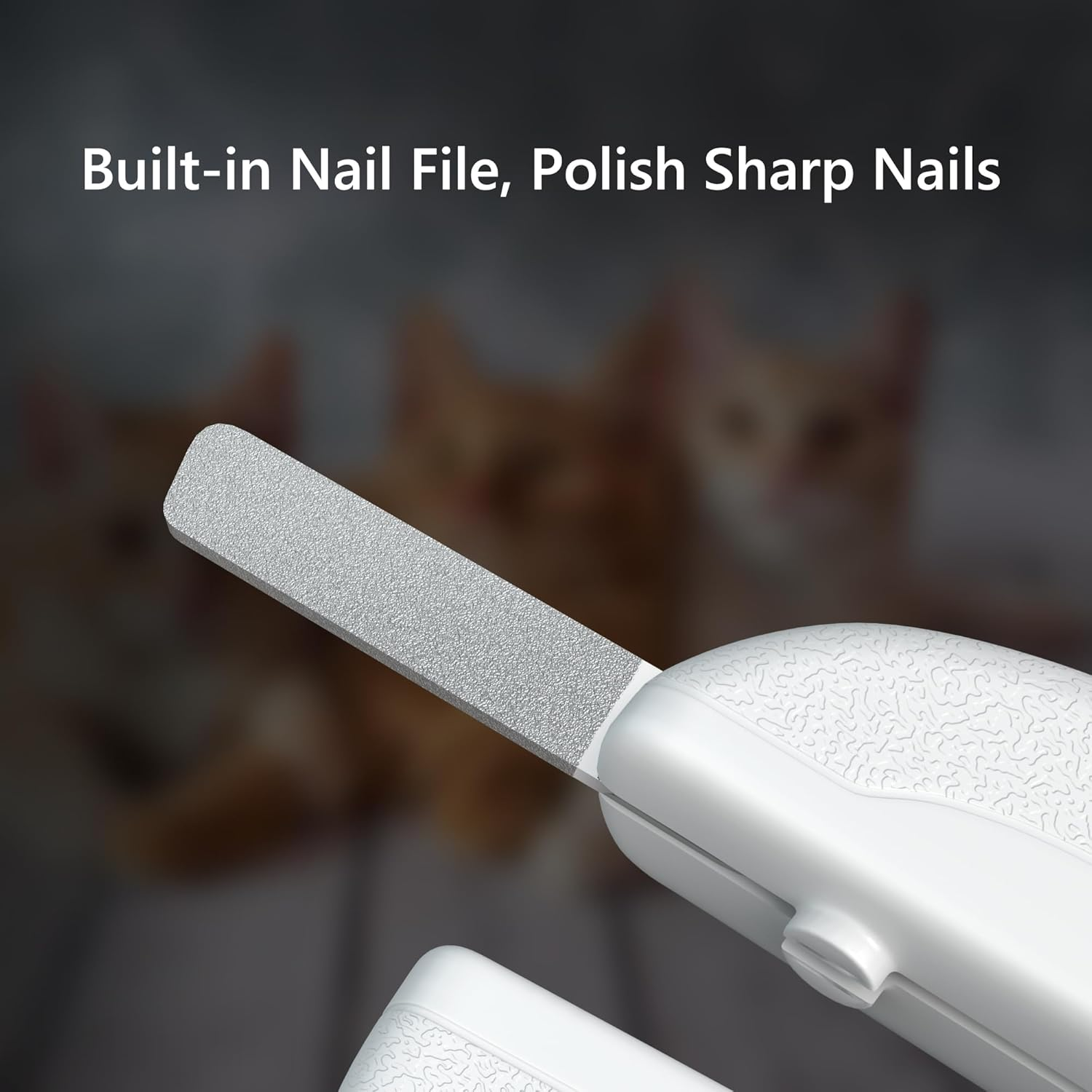 READAEER LED Light Pet Nail Clippers and Trimmers with Safety Guard to Avoid Over-Cutting, Free Nail File, Dog Cat Nail Clippers with Lock Switch (White) image number 2